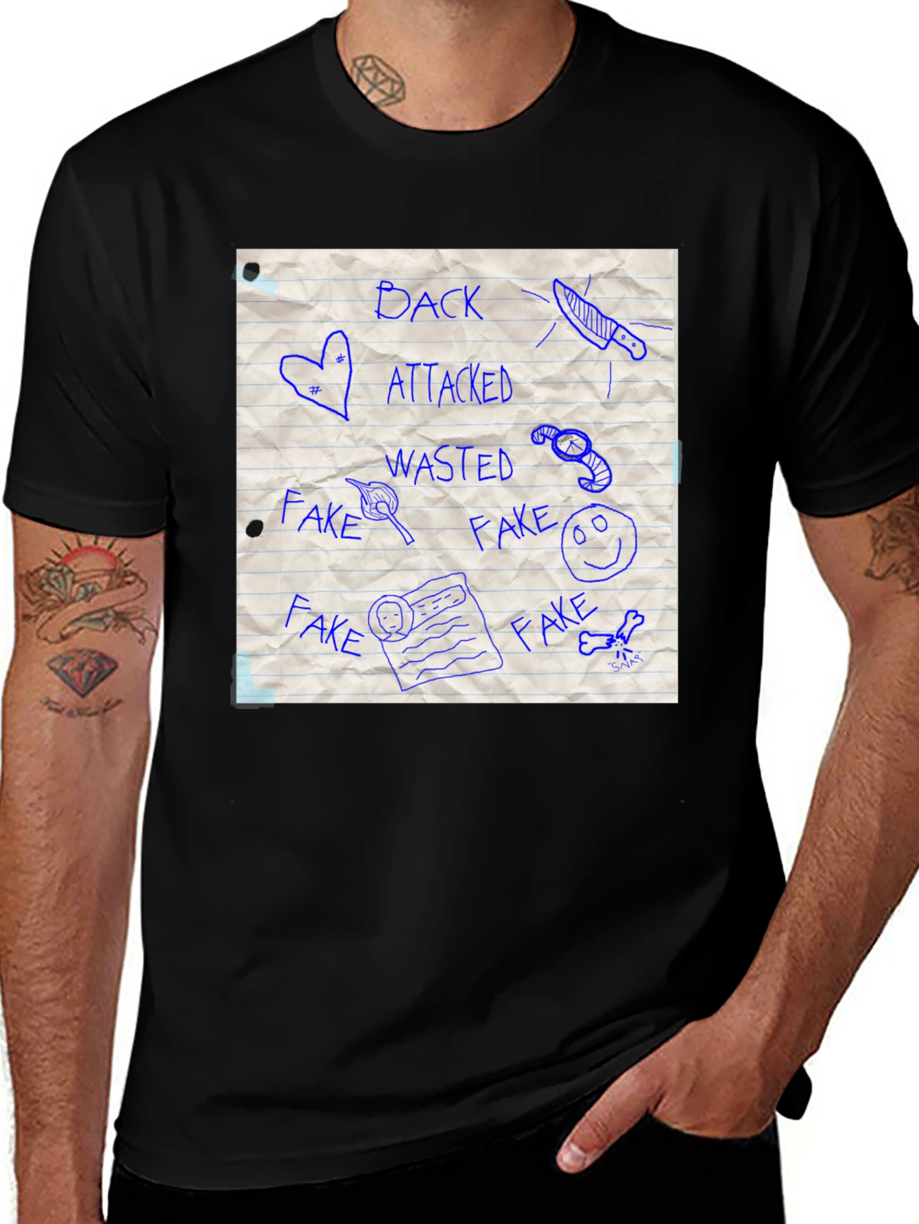 Sketchbook Style Graphic Tee - Back Stabbed
