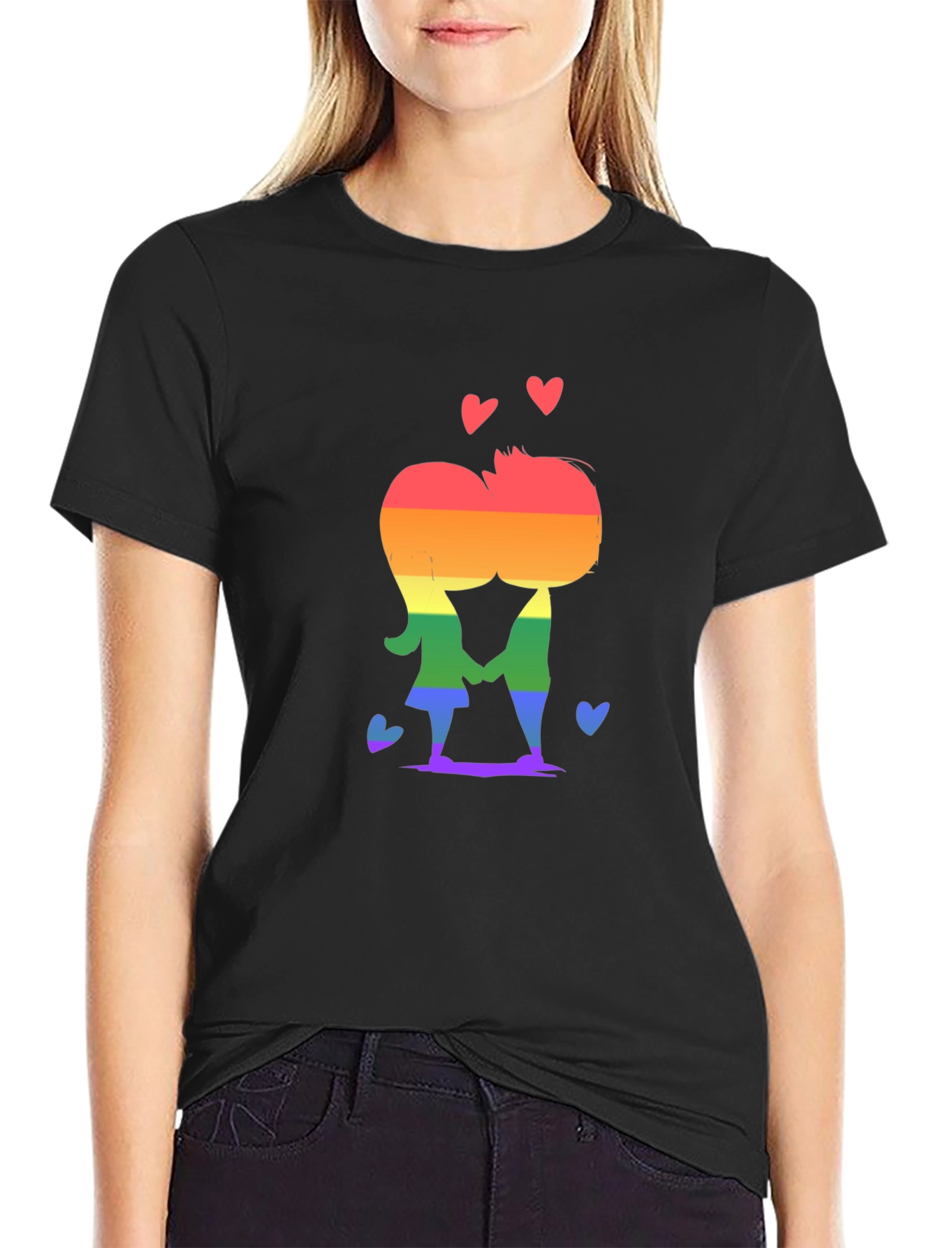LGBT Rainbow Kissing Pair Tee