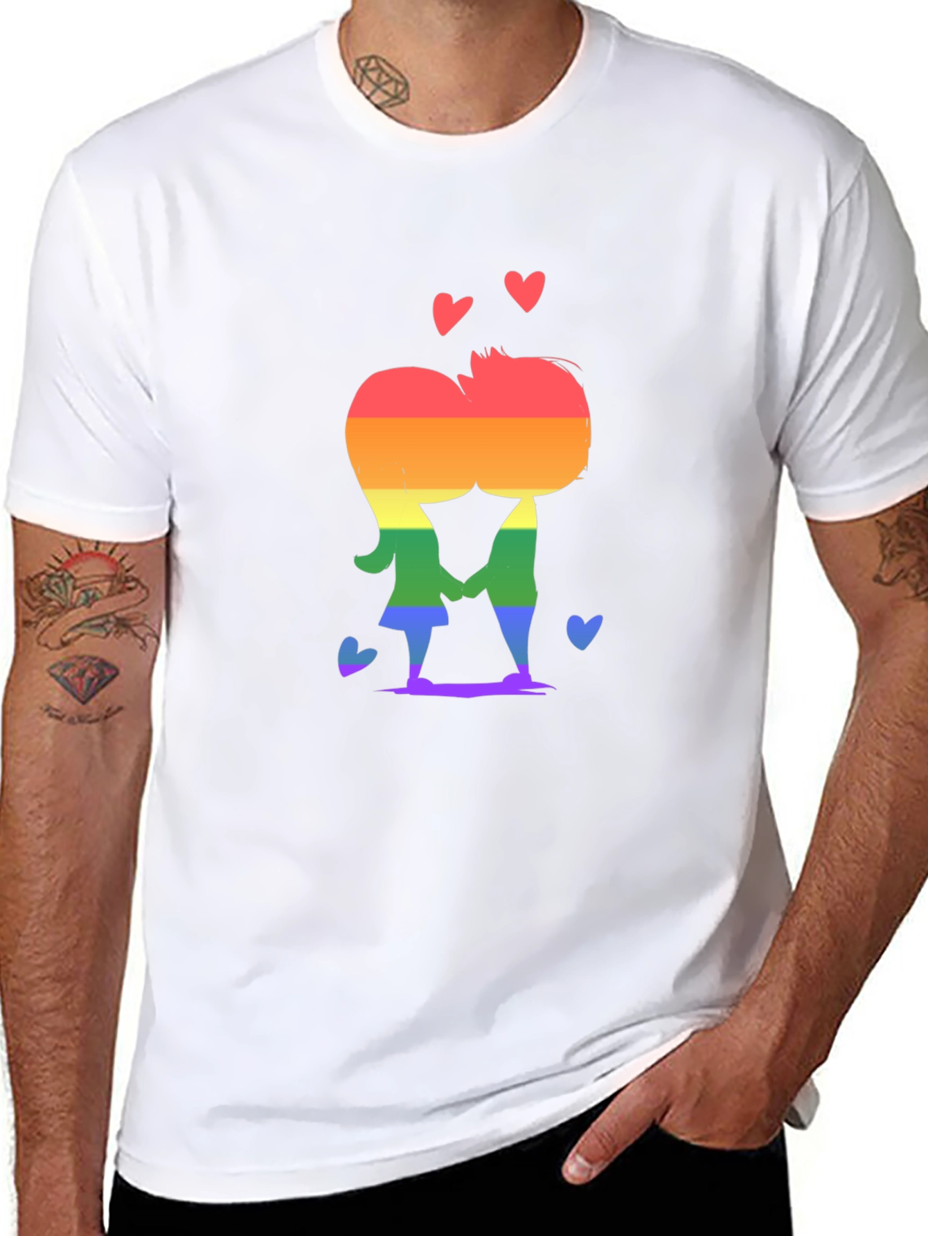 LGBT Rainbow Kissing Pair Tee