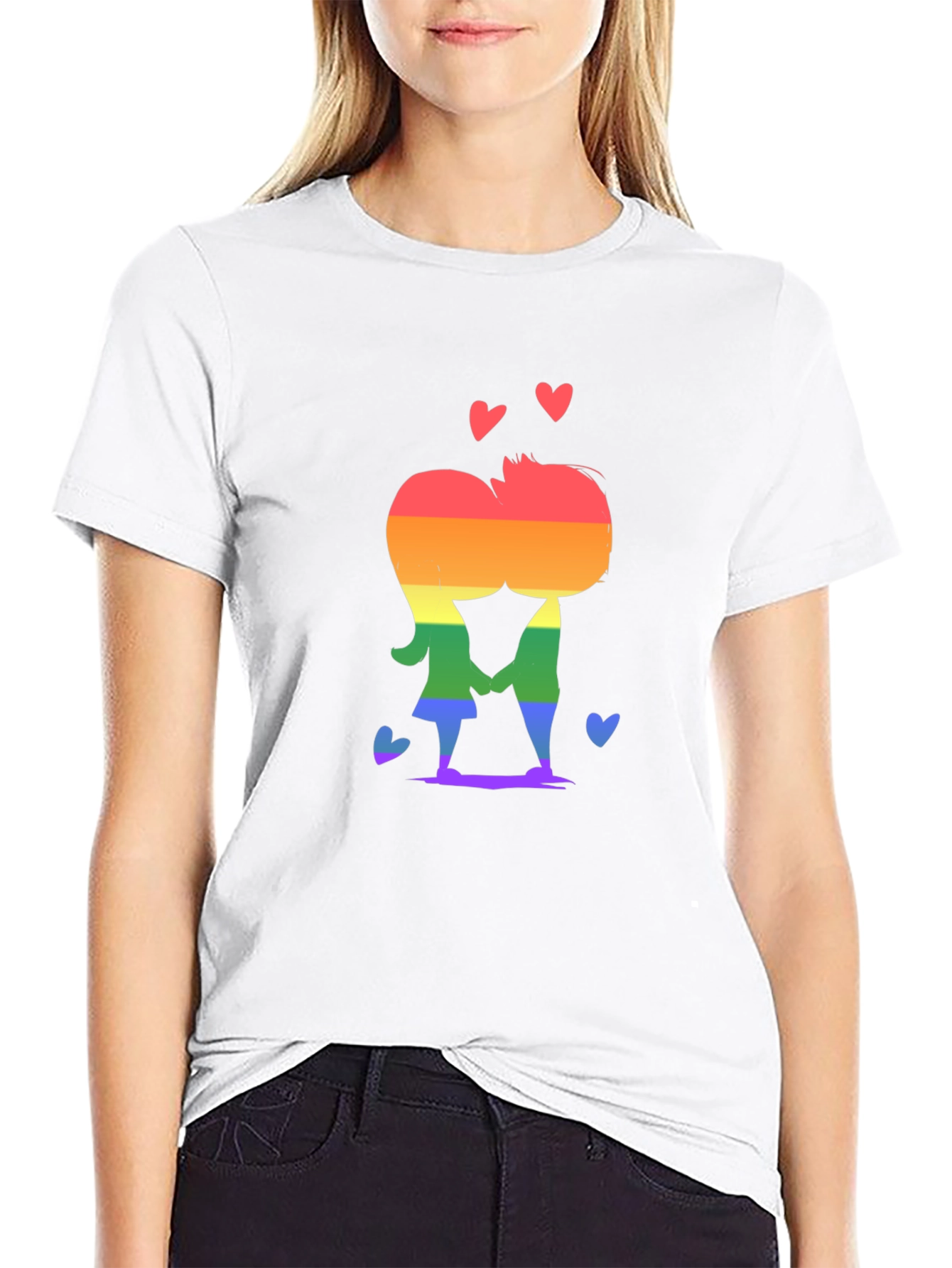 LGBT Rainbow Kissing Pair Tee