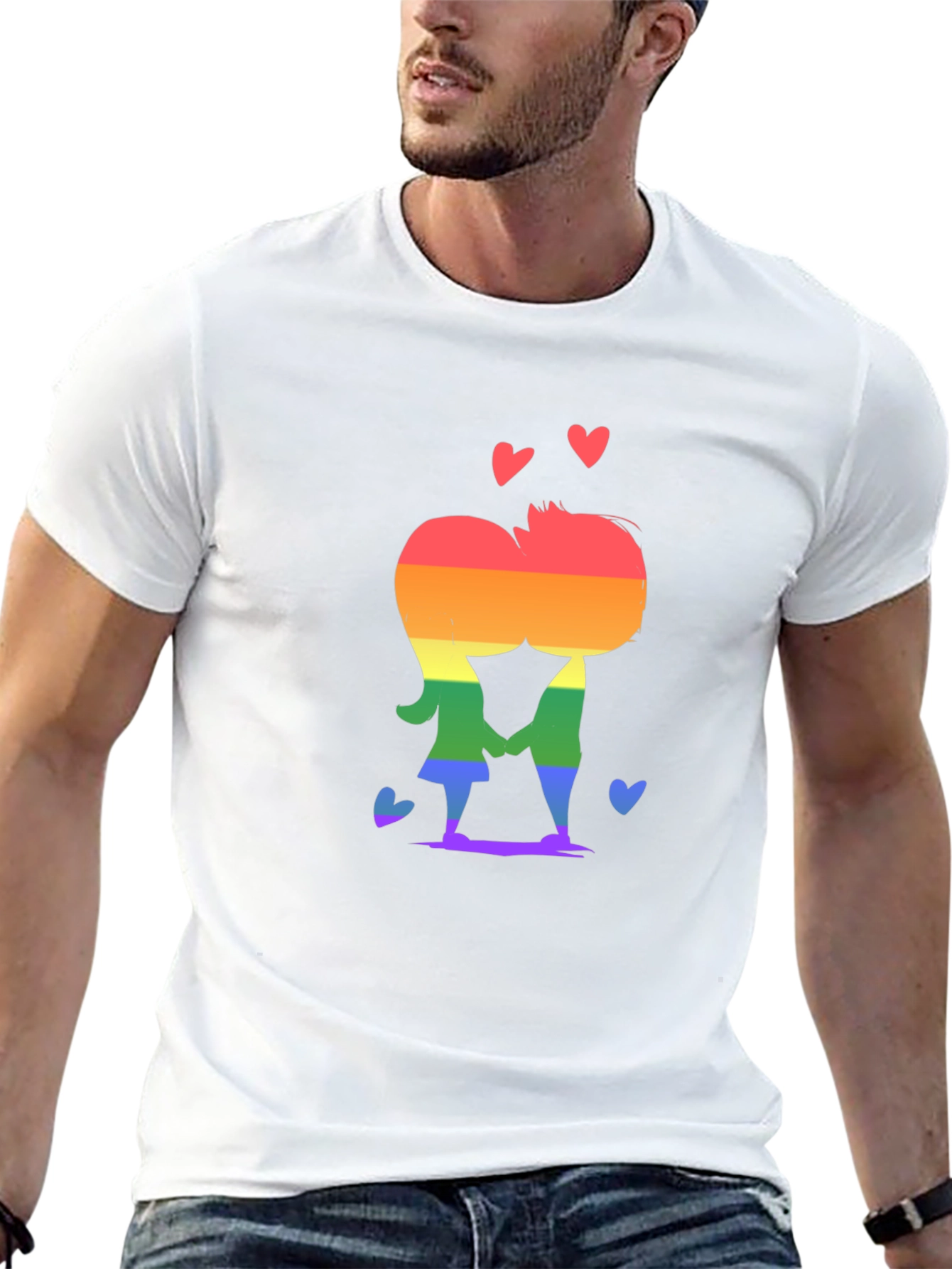 LGBT Rainbow Kissing Pair Tee