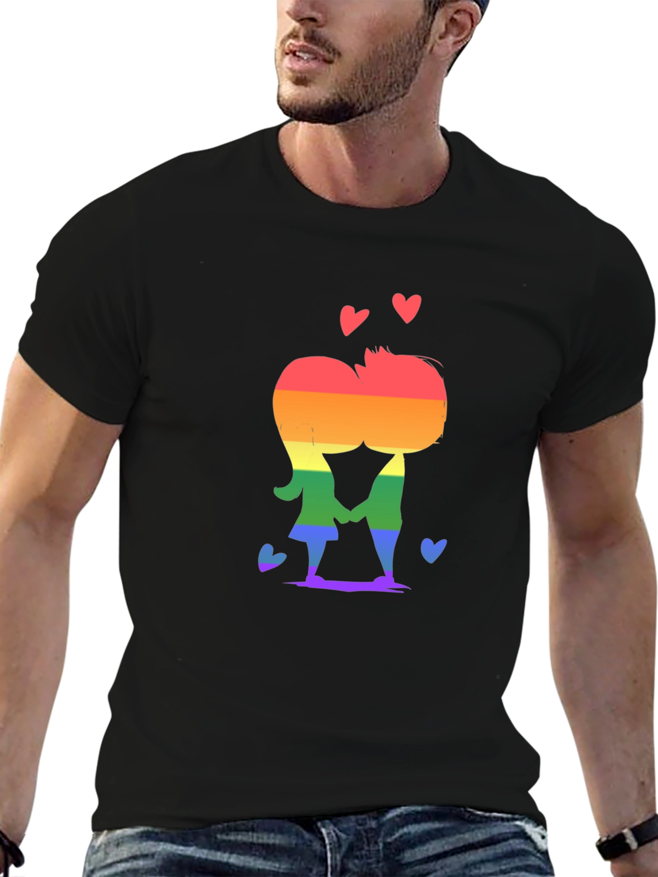 LGBT Rainbow Kissing Pair Tee