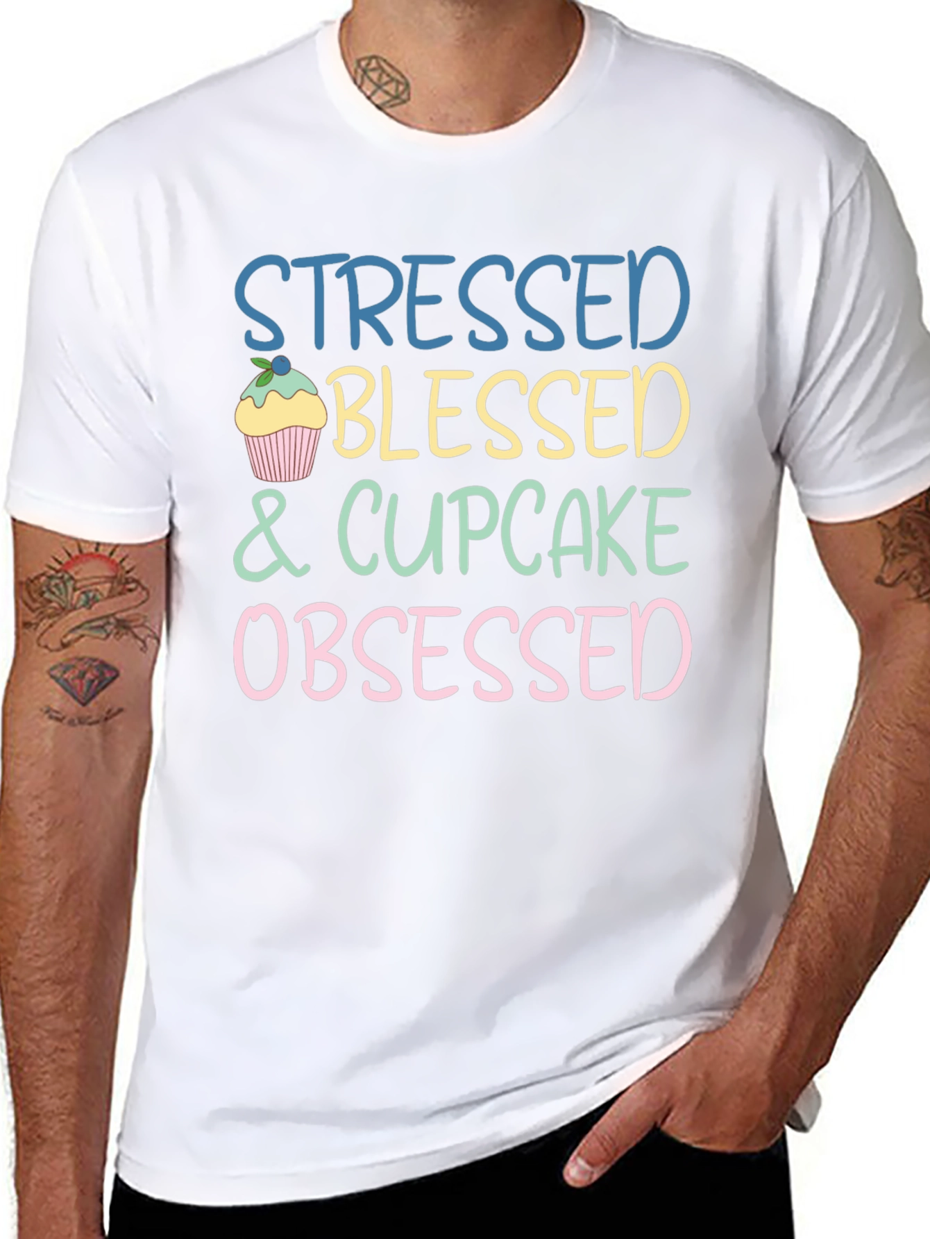 Stressed Blessed Cupcake Obsessed T-Shirt