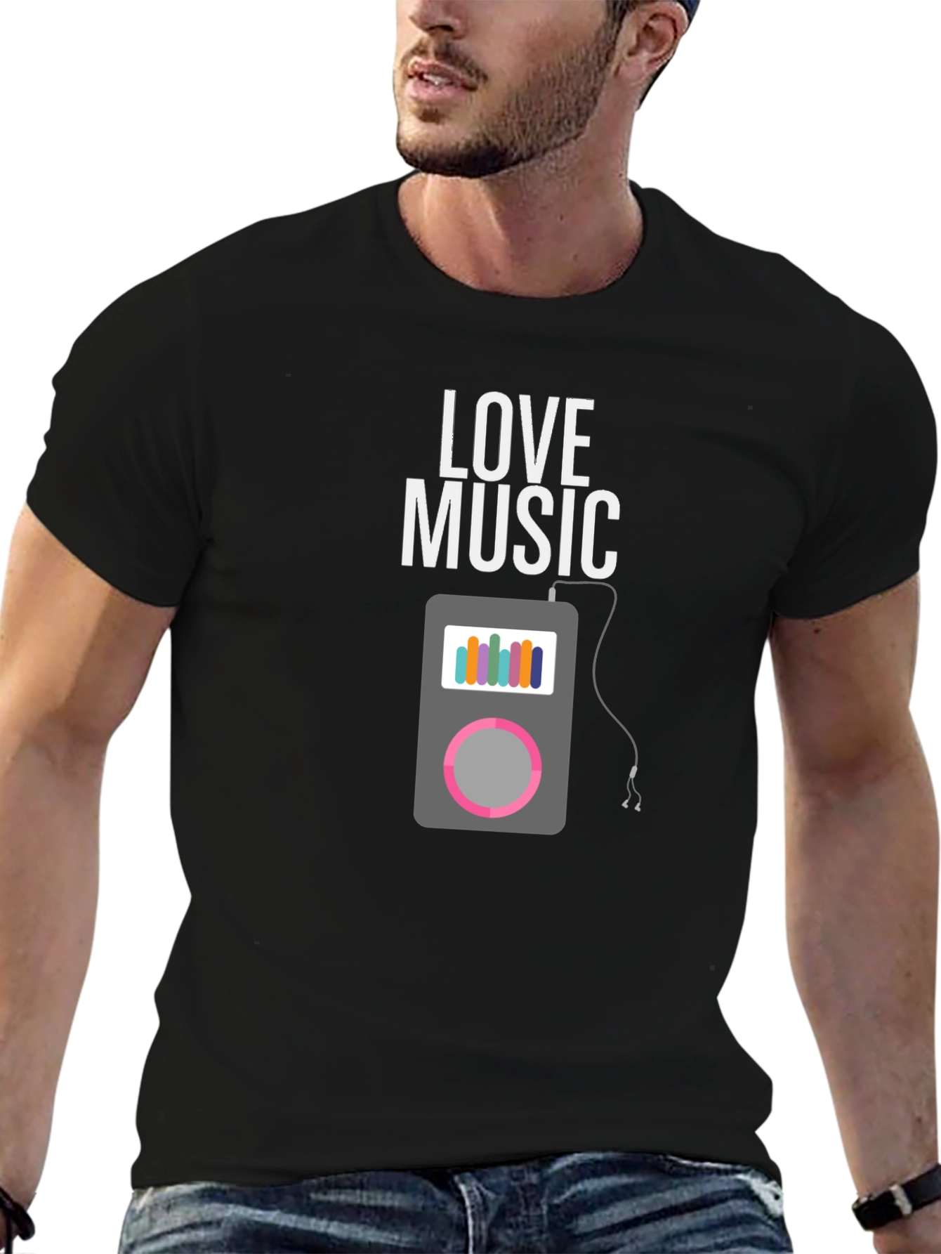 Love Music Graphic Black T-Shirt