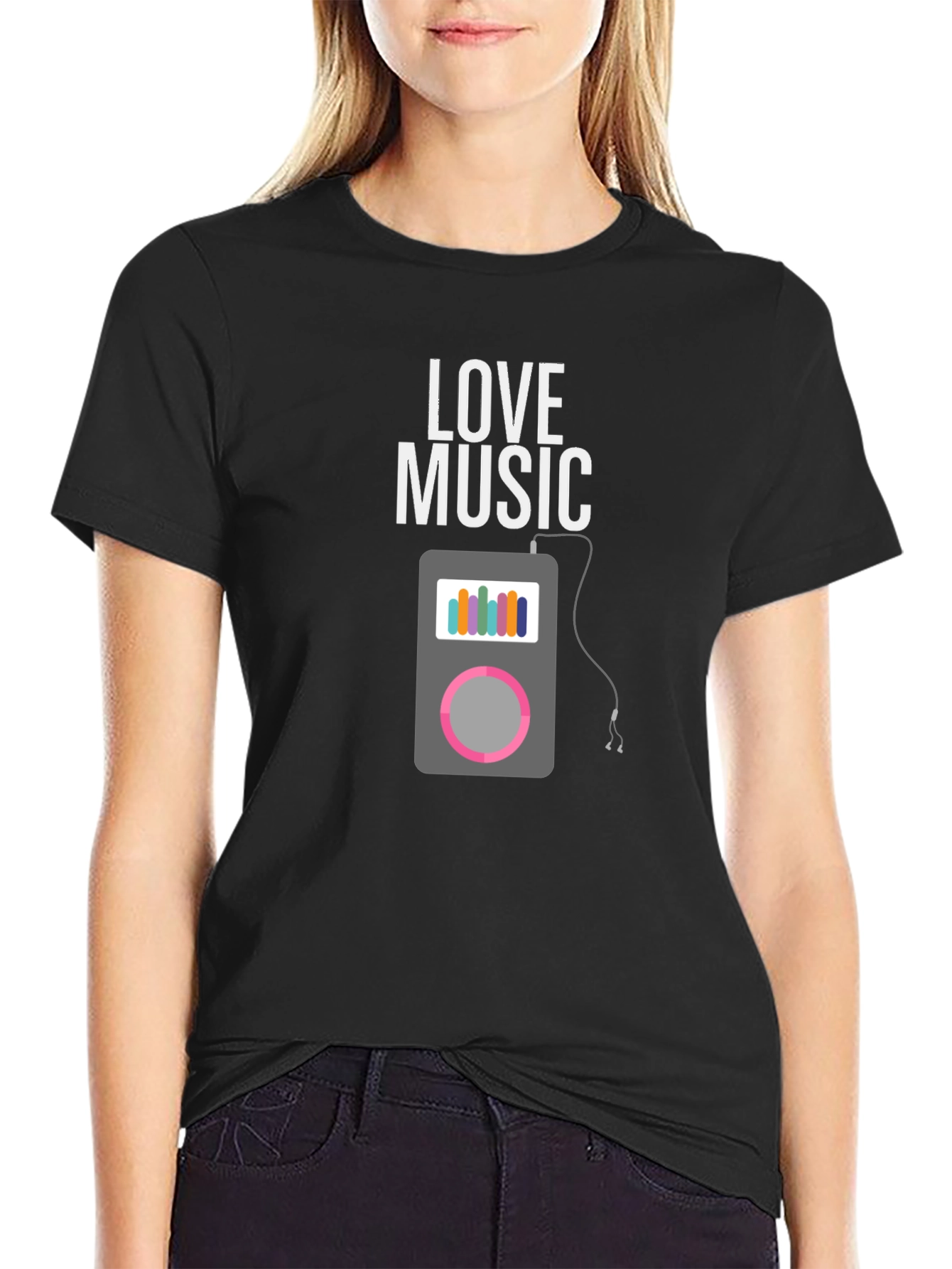 Love Music Graphic Black T-Shirt