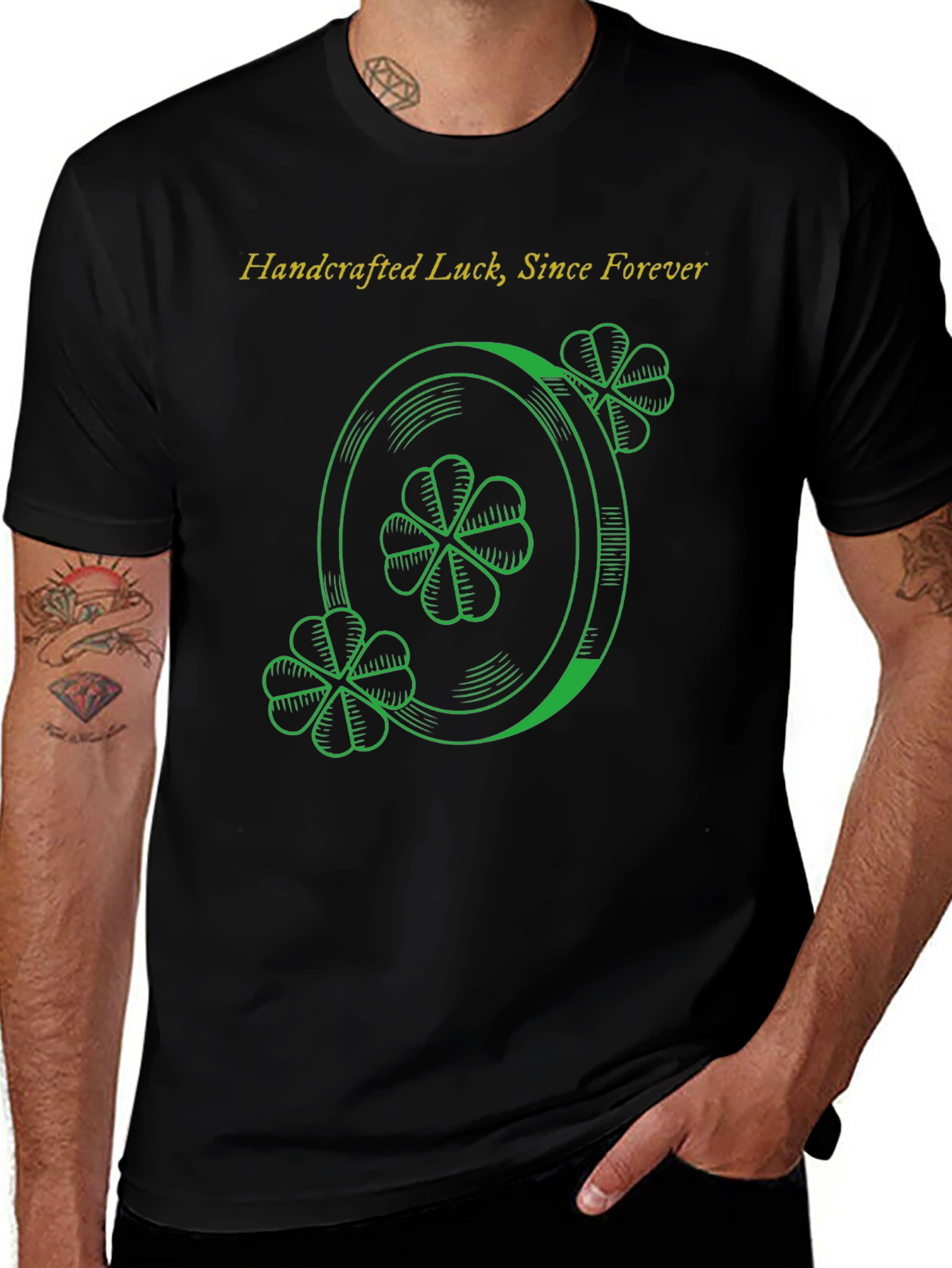 Lucky Clover Graphic T-Shirt - Handcrafted Luck