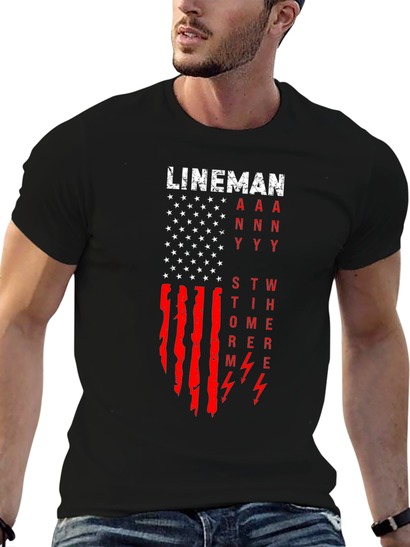 Lineman American Flag Graphic T-Shirt