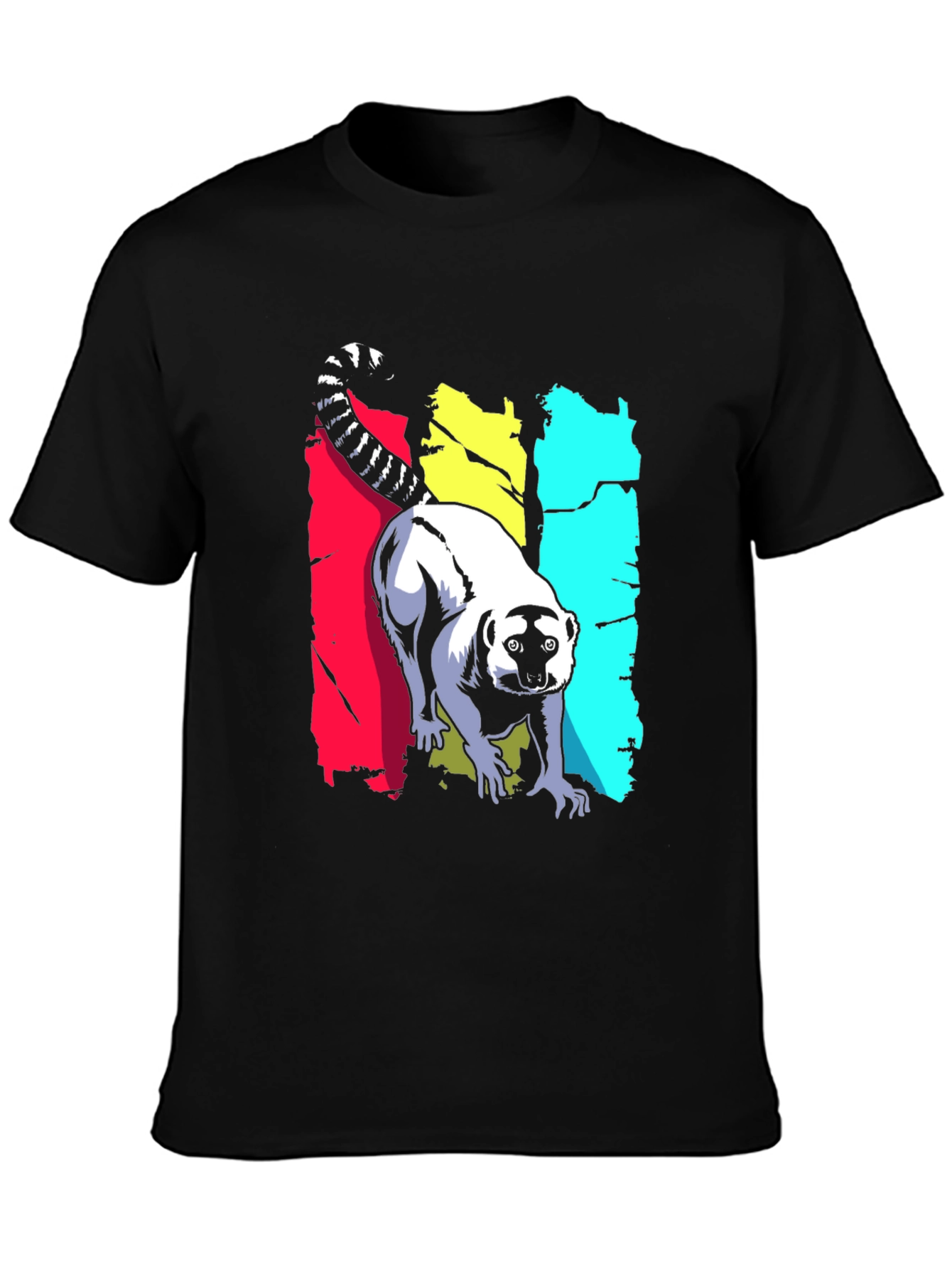 Lemur Graphic Print Black T-Shirt