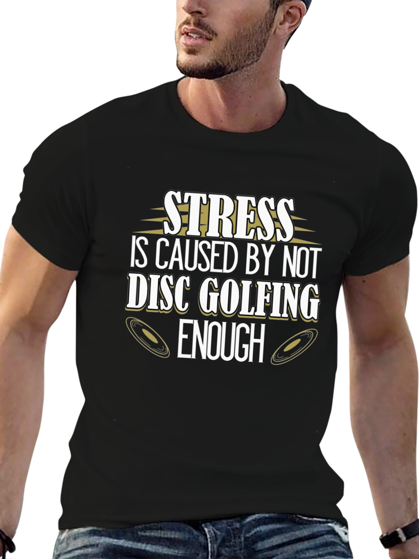 Stress Disc Golfing Black Tee