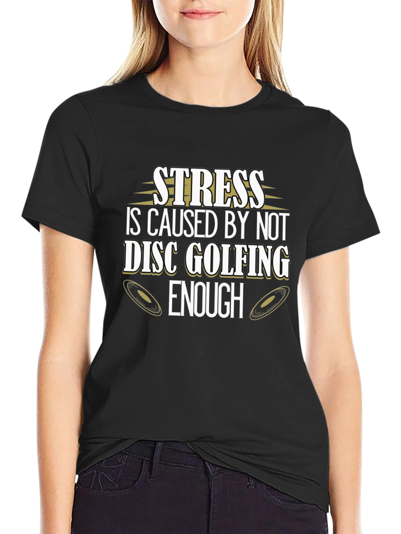 Stress Disc Golfing Black Tee