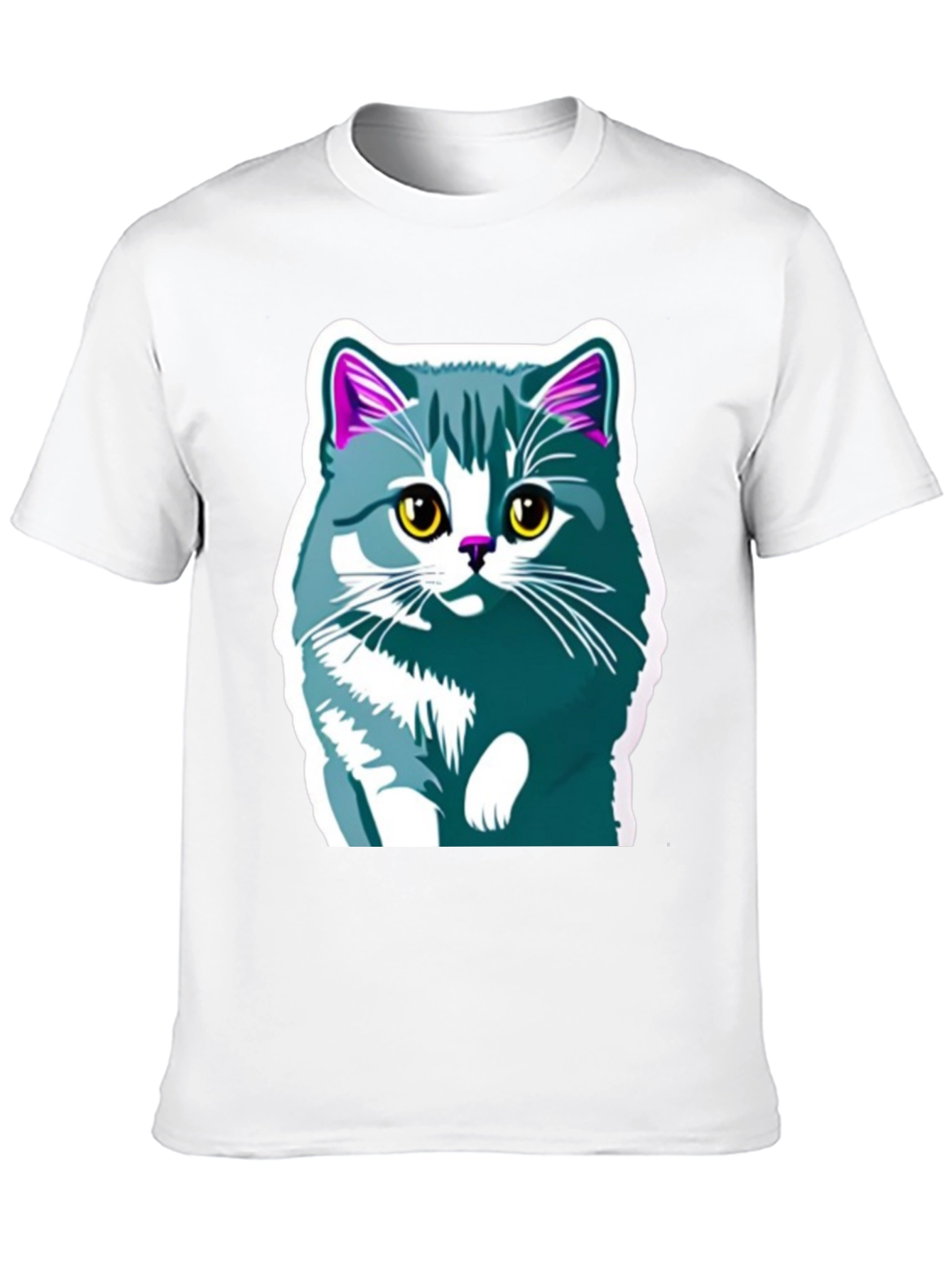 Cute Cat Graphic Tee - Mens Black T-Shirt