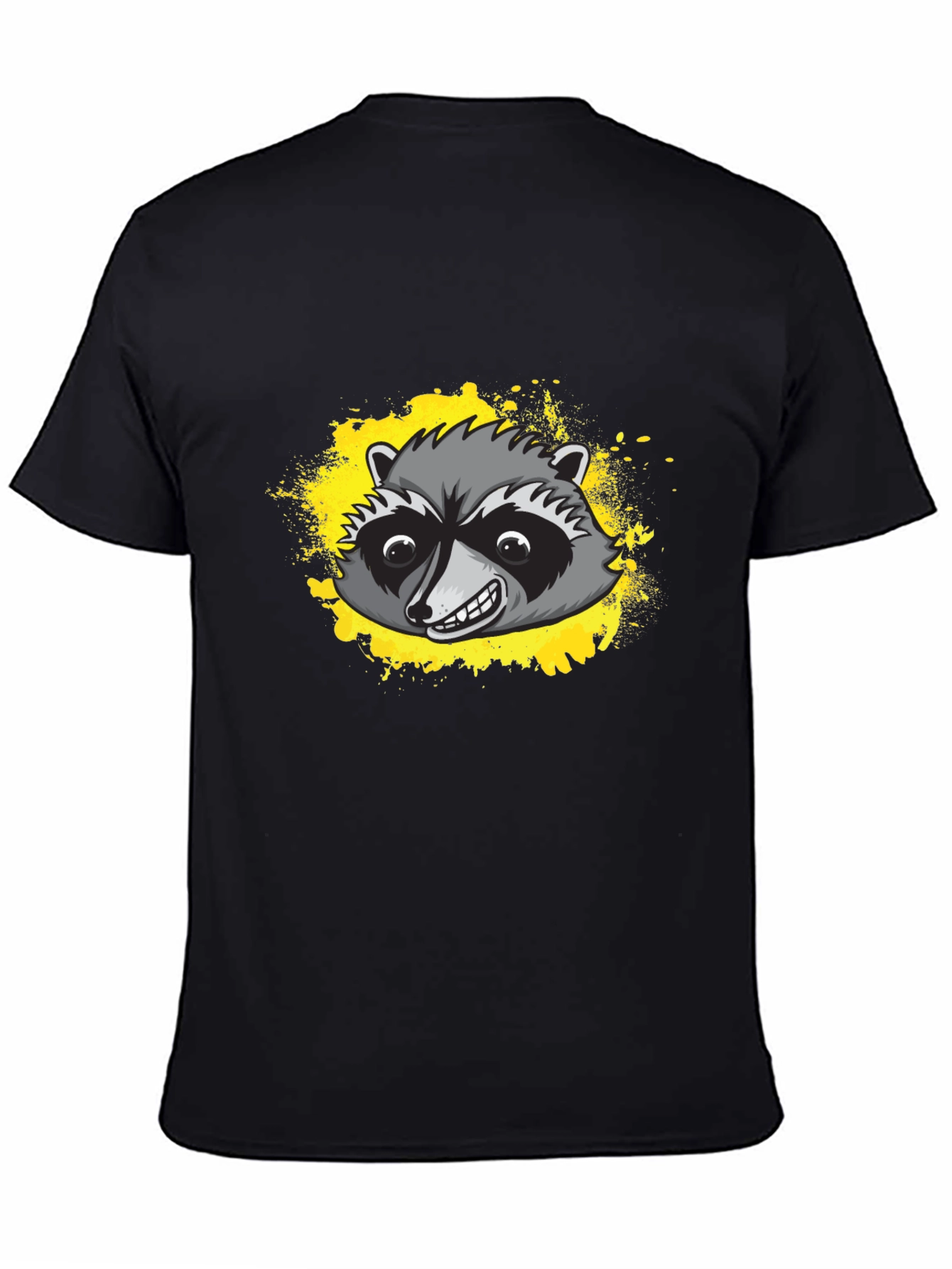 Raccoon Graphic Tee - Black Cotton T-Shirt