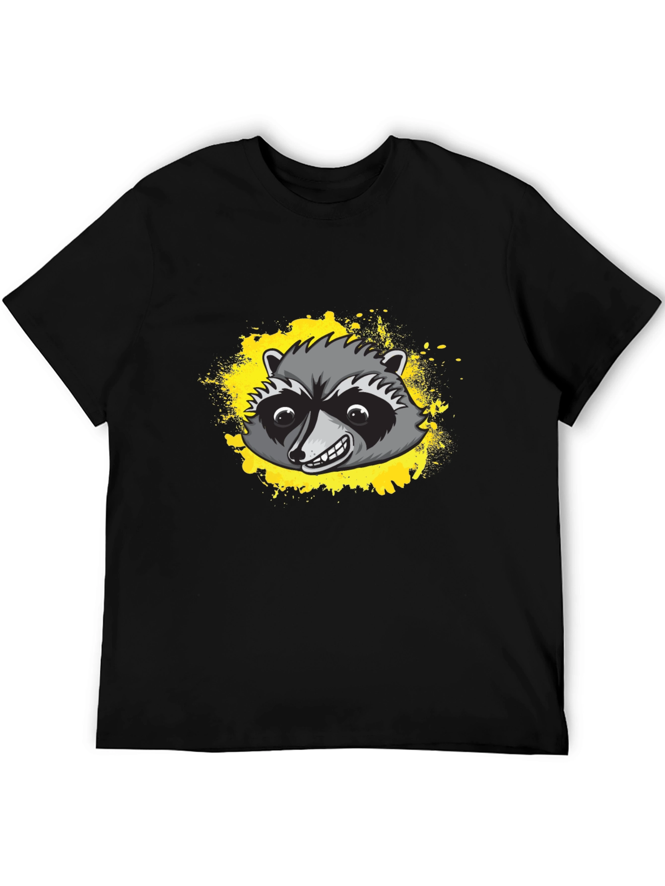 Raccoon Graphic Tee - Black Cotton T-Shirt