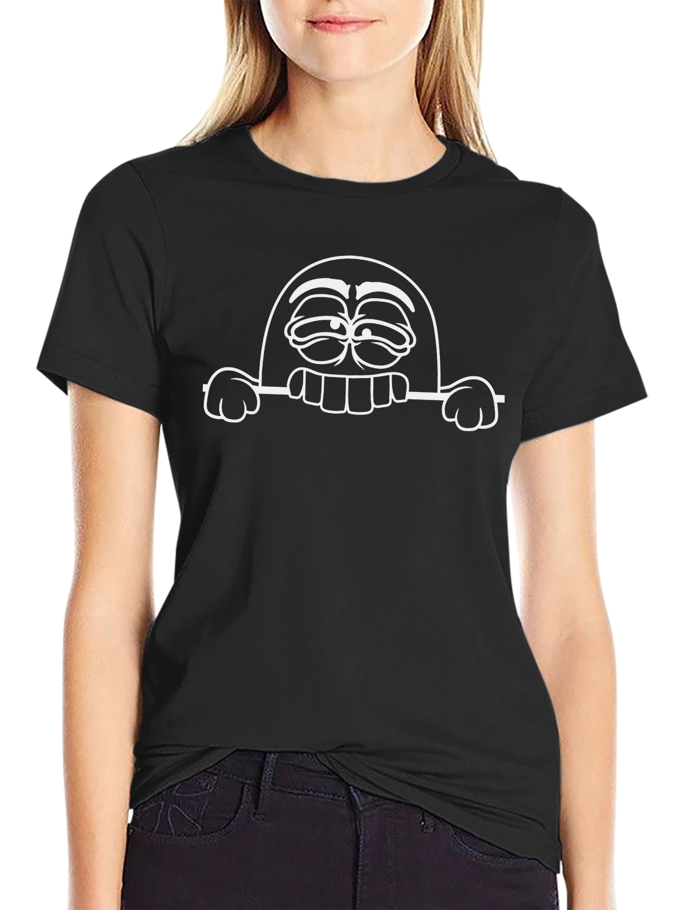 Funny Cartoon Character Black T-Shirt