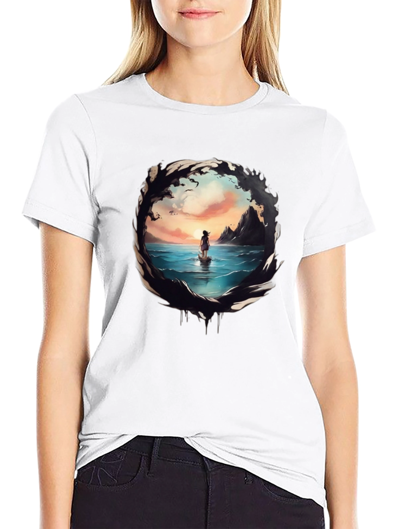 Ocean Vista Graphic Tee - Black