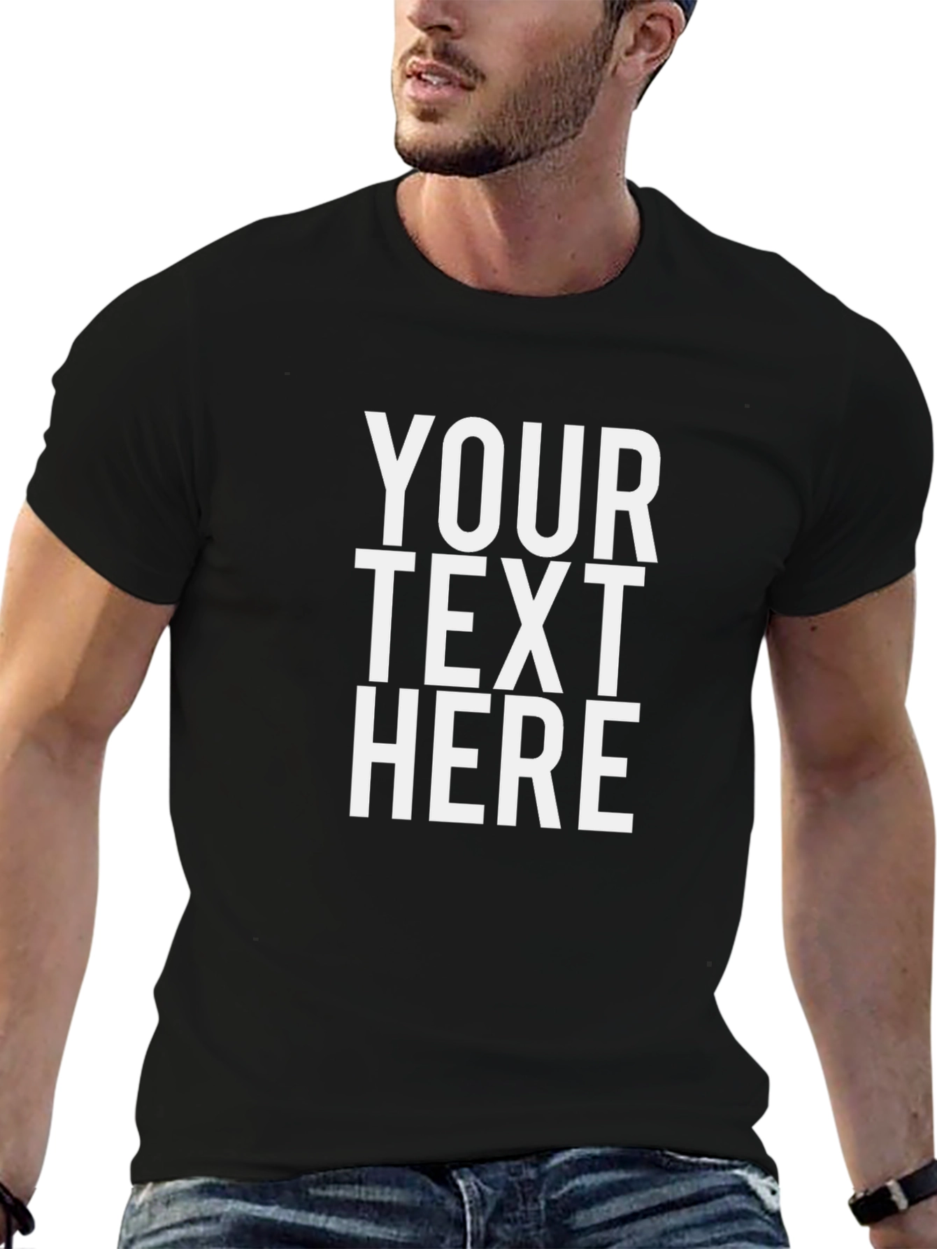 Customizable Black T-Shirt: Add Your Text!