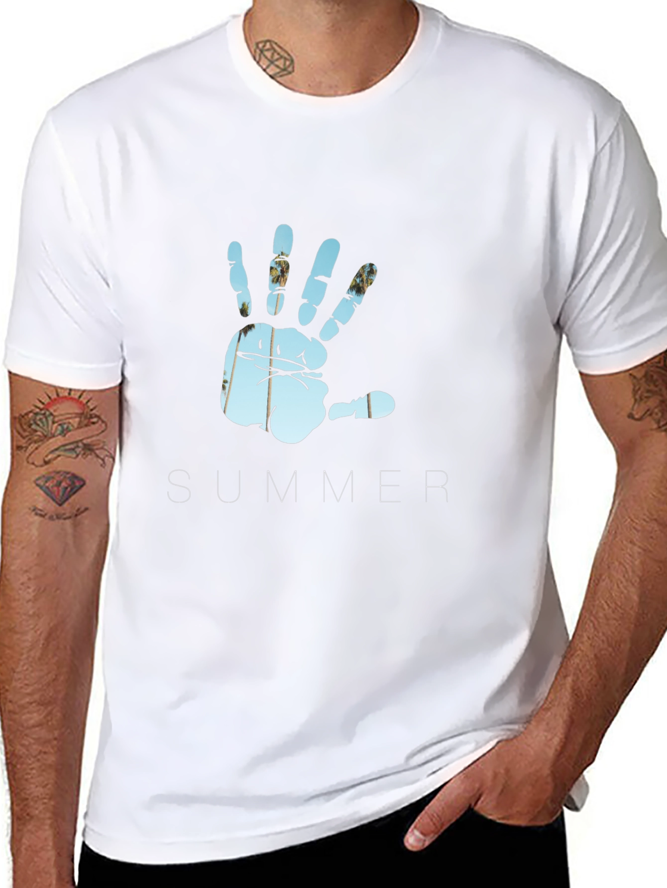 Summer Hand Print Black T-Shirt