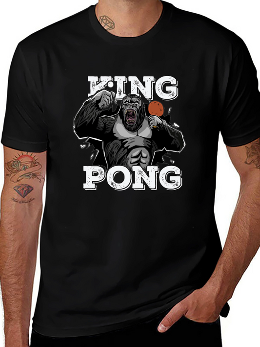 King Pong Graphic Tee - Gorilla Ping Pong Humor T-Shirt