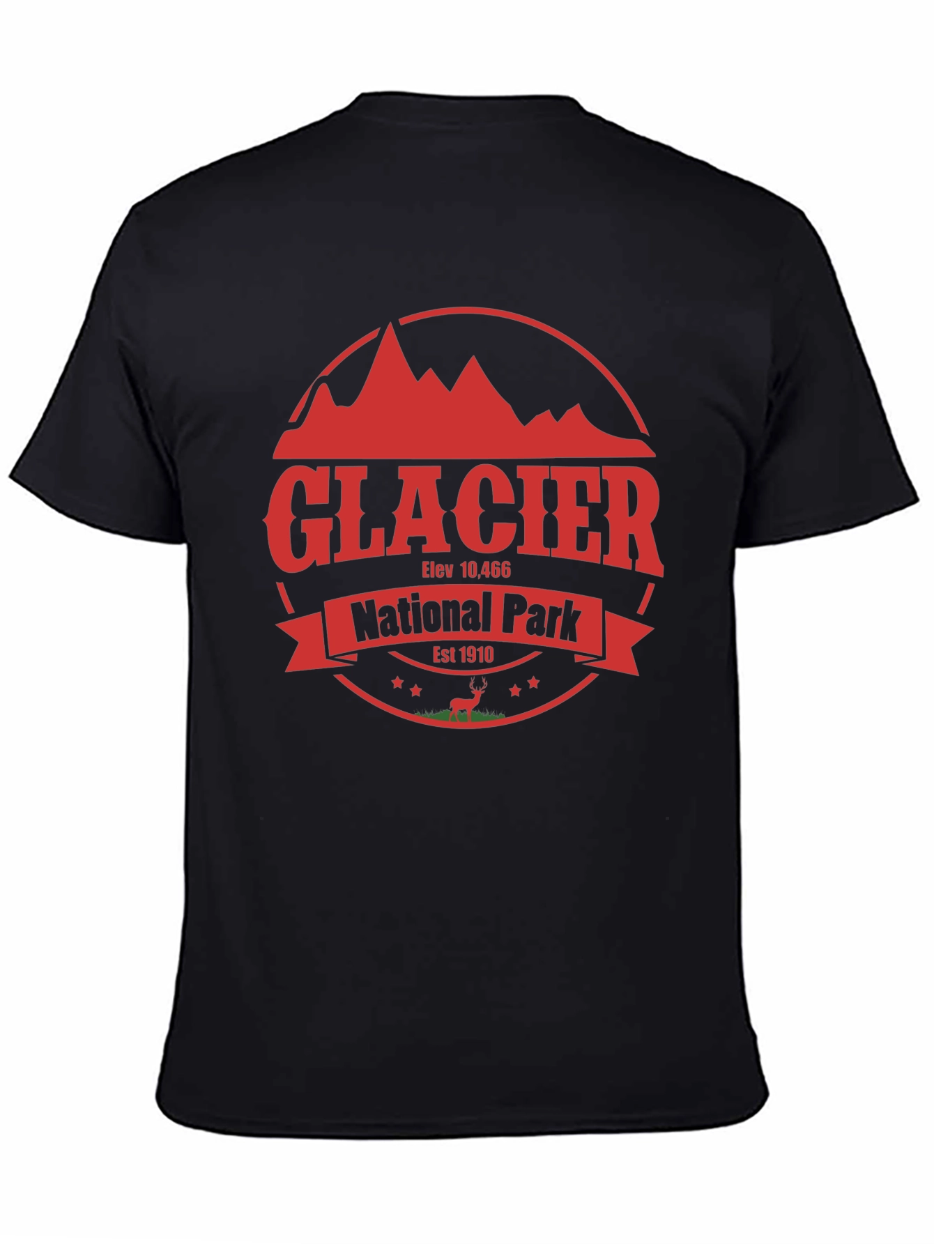 Glacier National Park T-Shirt - Retro Style Black Tee