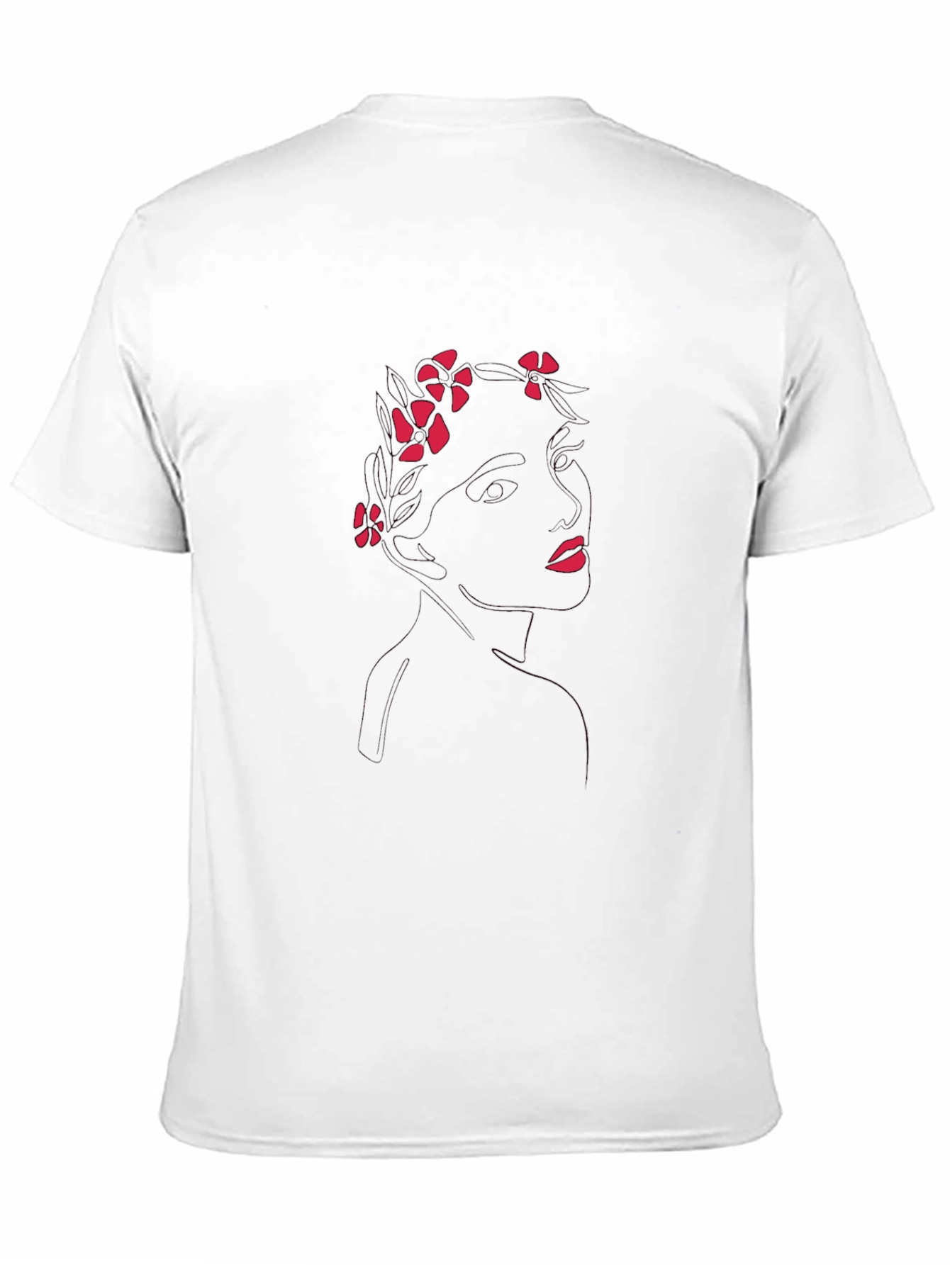 Floral Line Art Black T-Shirt