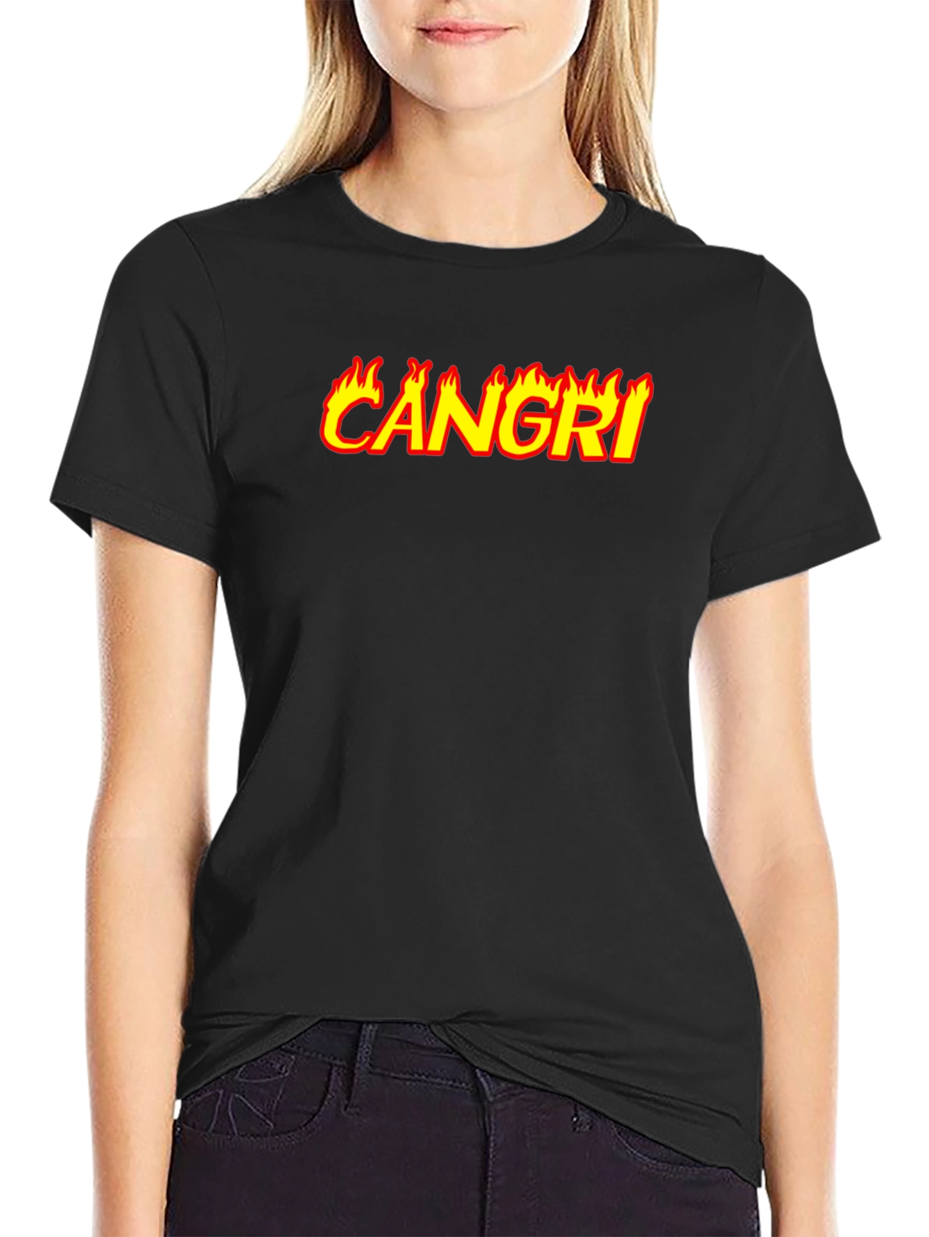 CAN GRI Flame Graphic Black T-Shirt
