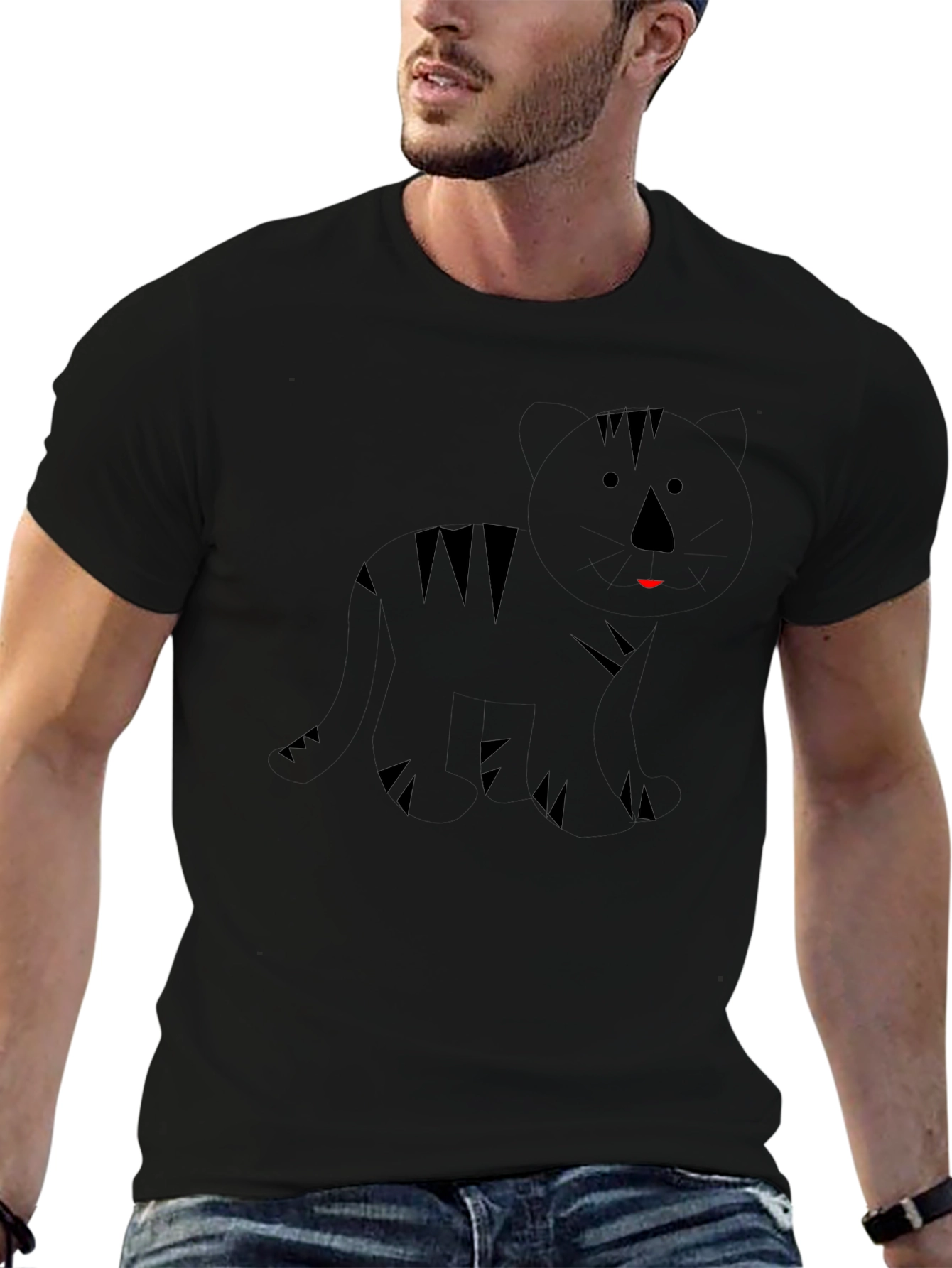 Abstract Zebra Graphic Black T-Shirt