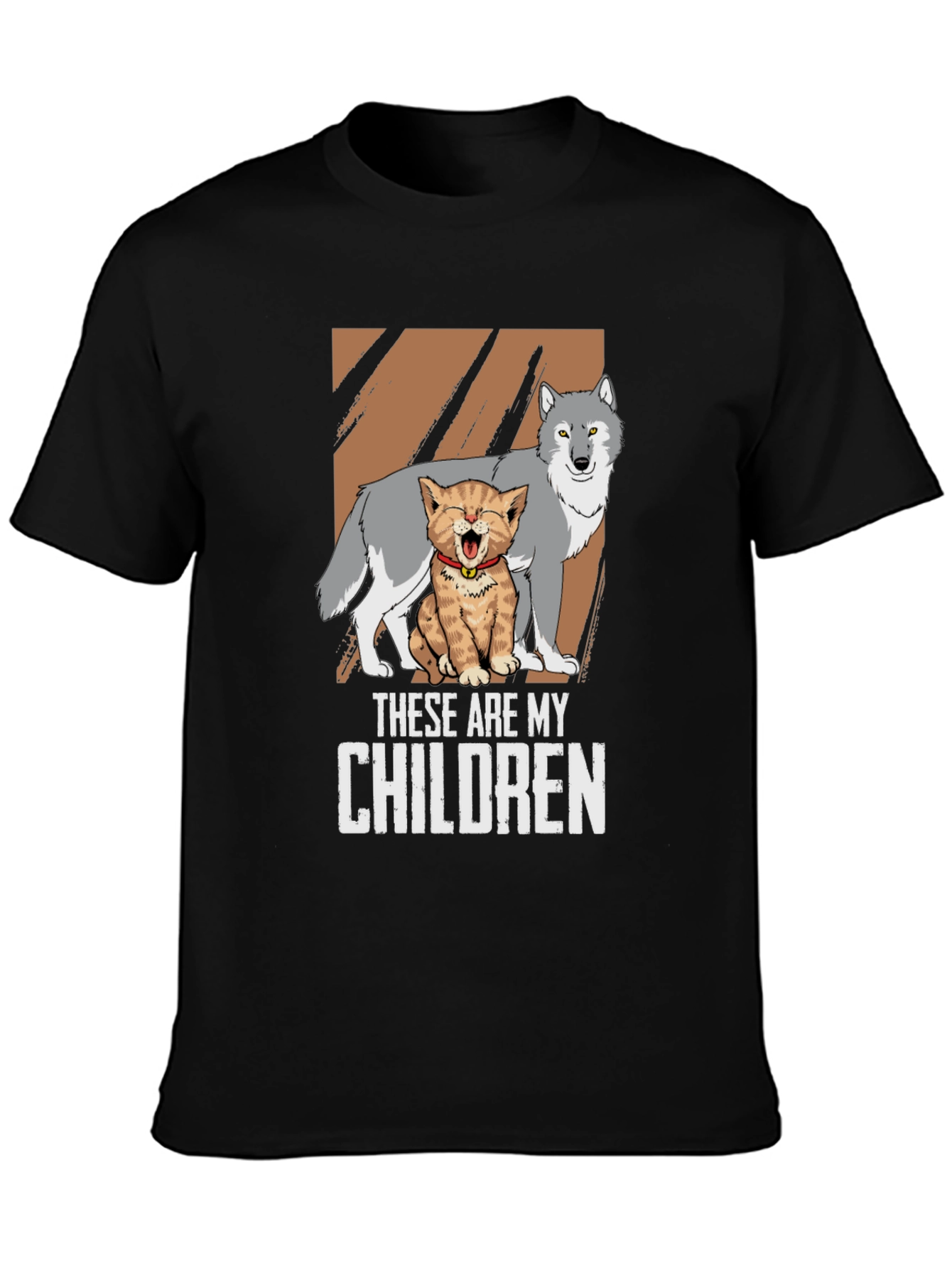 These Are My Children T-Shirt Wolf and Kitten Design