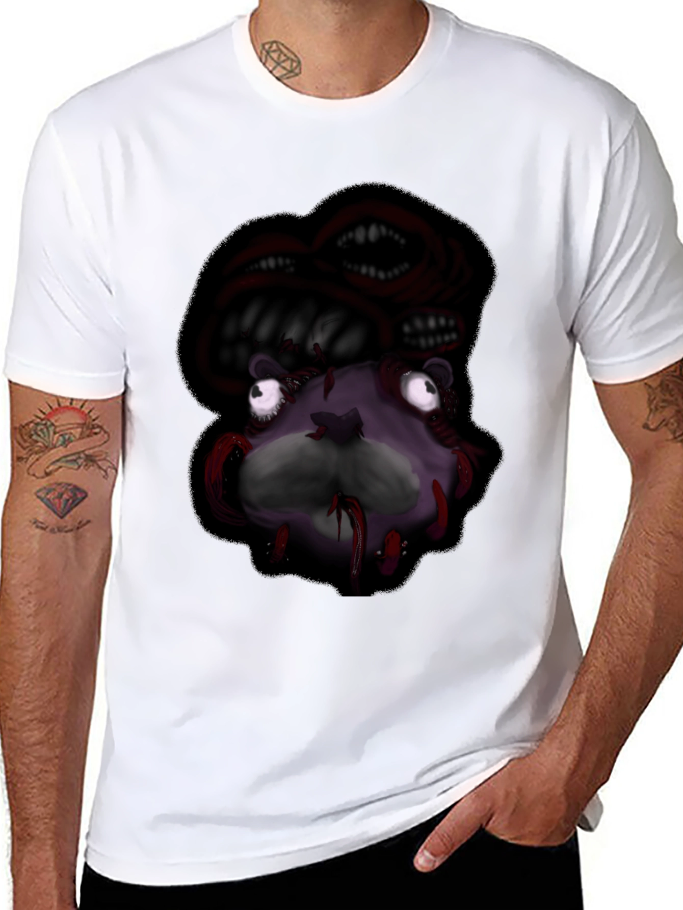 Creepy Monster Graphic Black T-Shirt