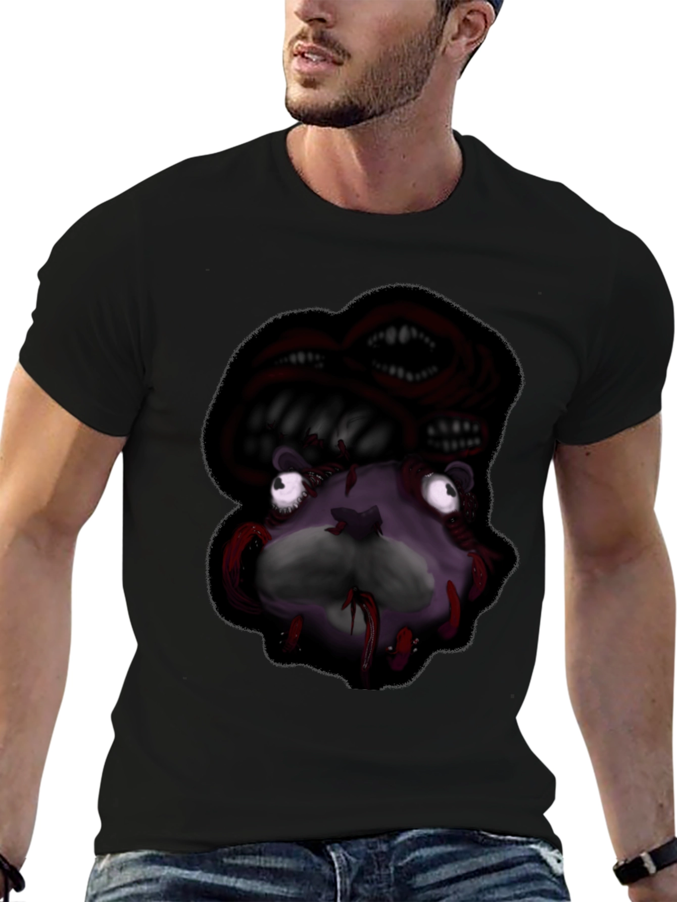 Creepy Monster Graphic Black T-Shirt