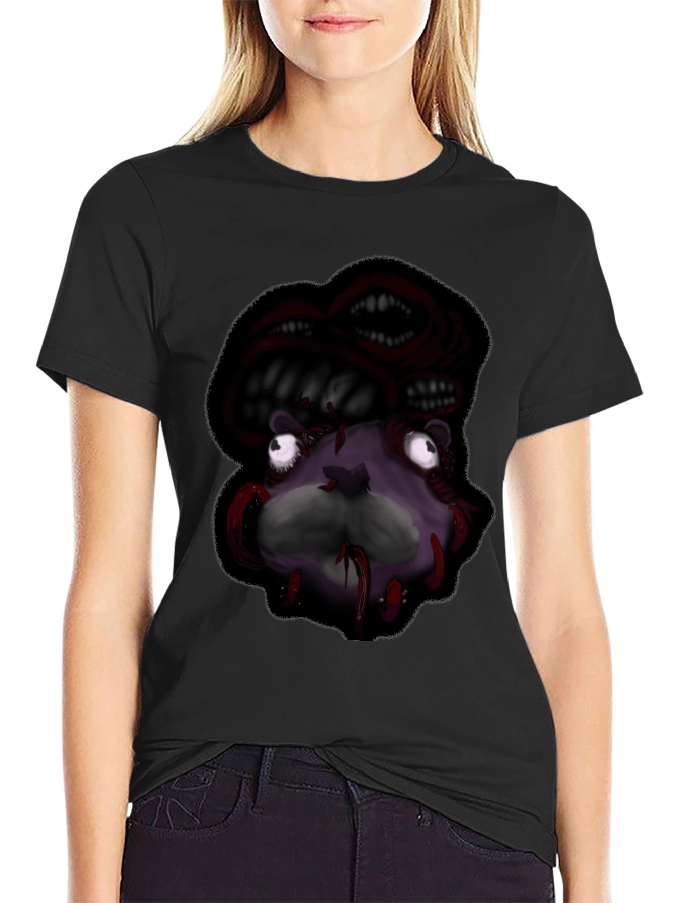 Creepy Monster Graphic Black T-Shirt