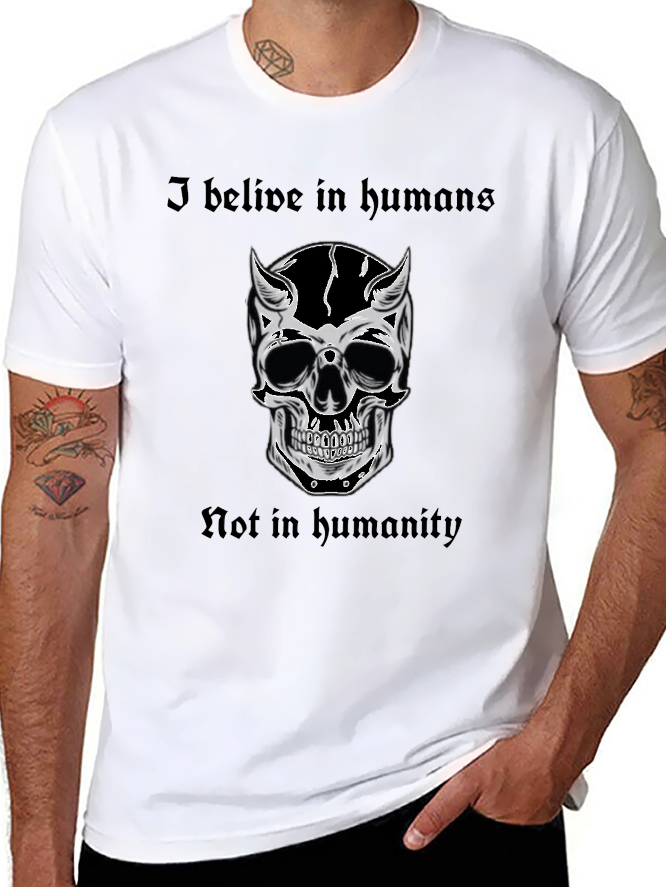 Skull Graphic Tee - I Believe In Humans T-Shirt