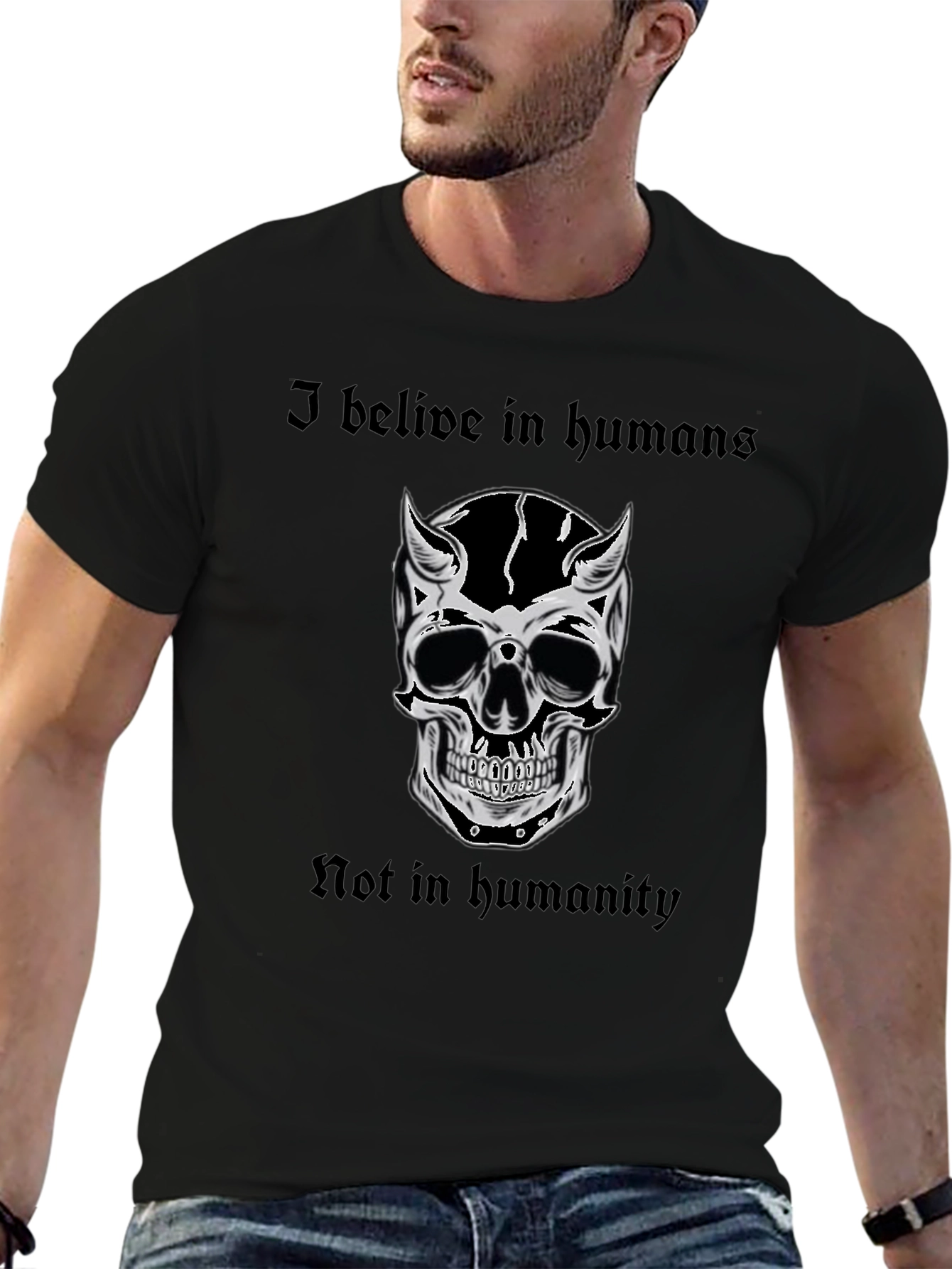 Skull Graphic Tee - I Believe In Humans T-Shirt