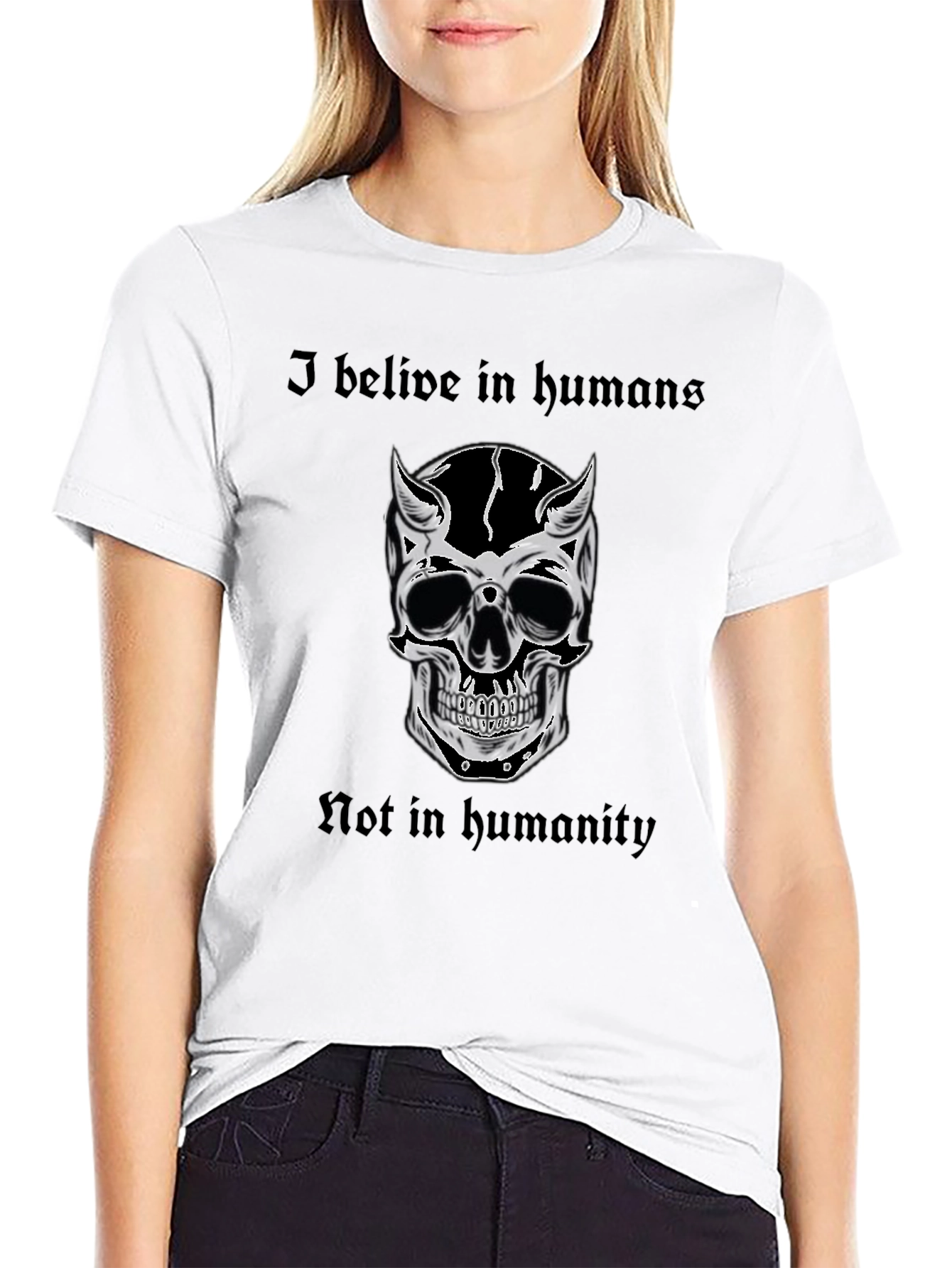 Skull Graphic Tee - I Believe In Humans T-Shirt