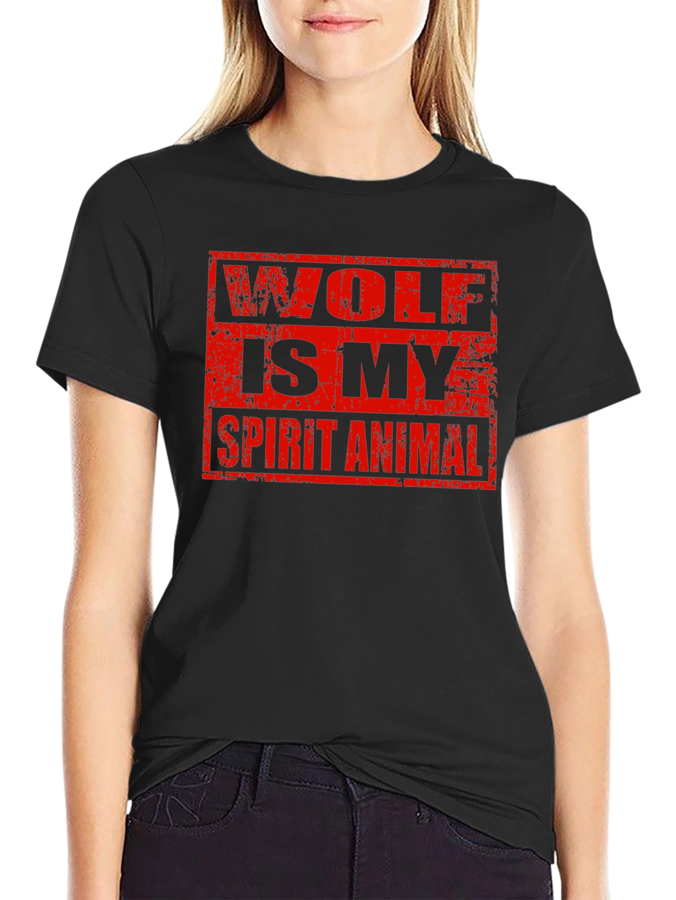 Wolf Spirit Animal Graphic Tee - Black