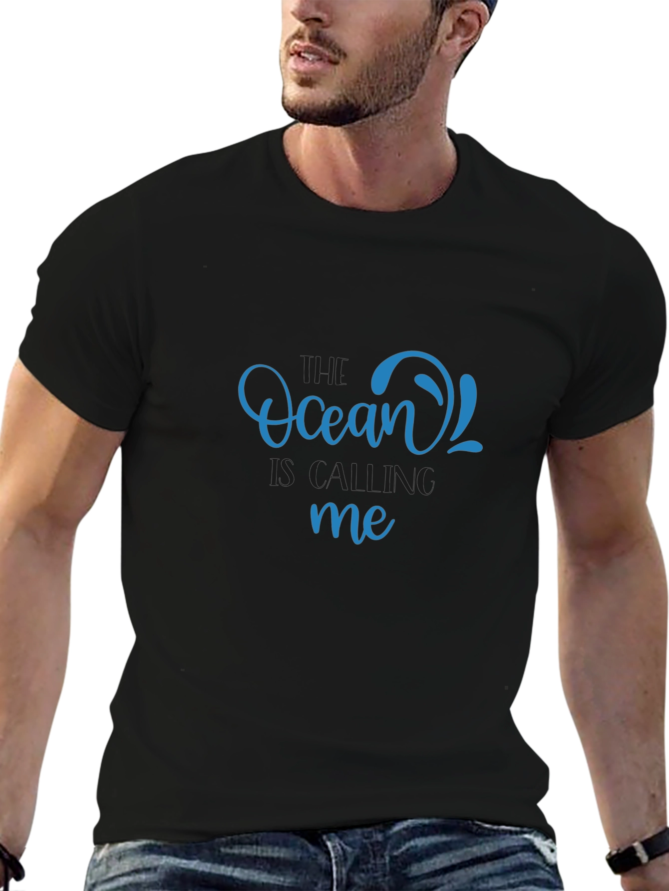 Ocean Calling T-Shirt - Black Relaxed Fit