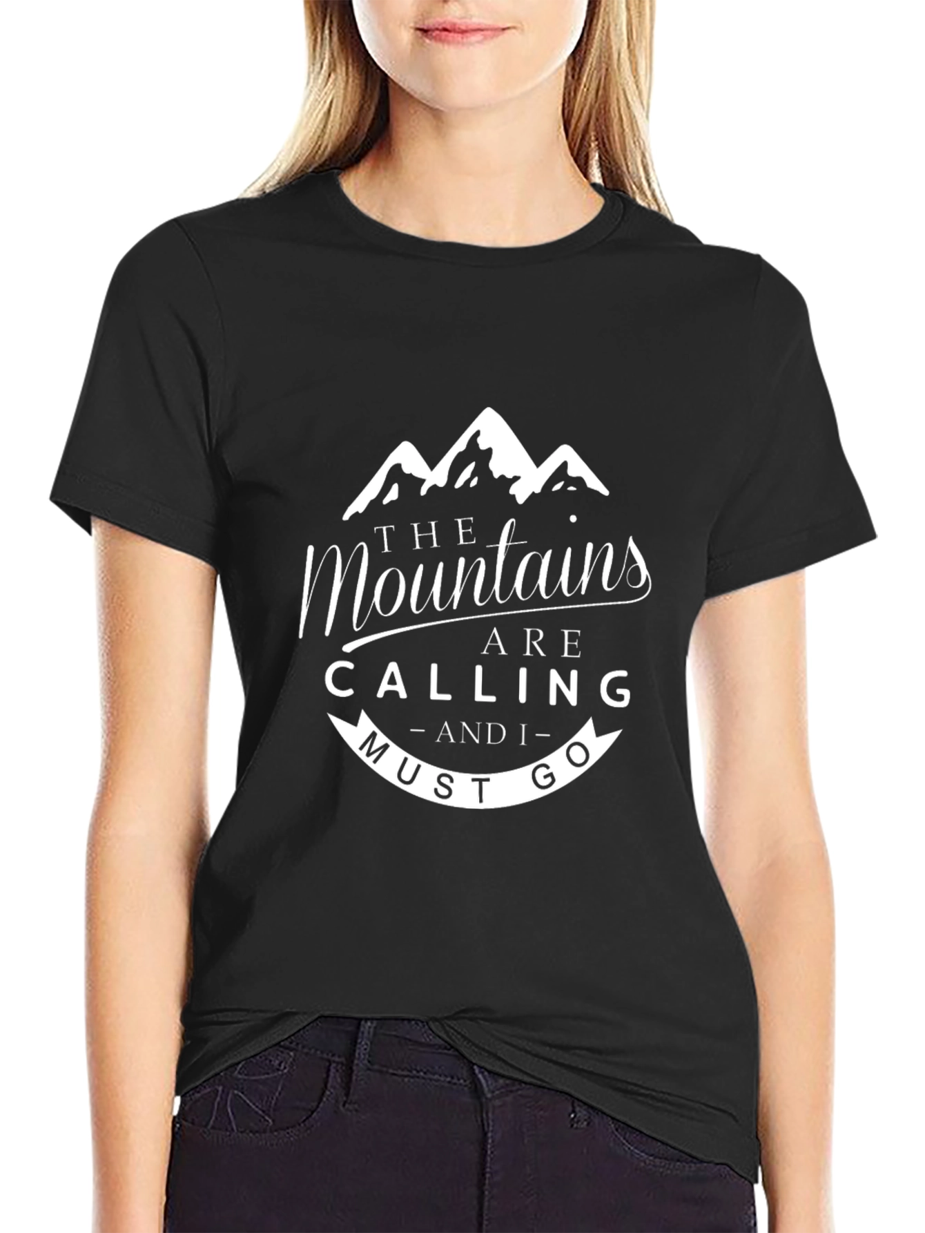 Mountains Are Calling Tee - Black Cotton T-Shirt