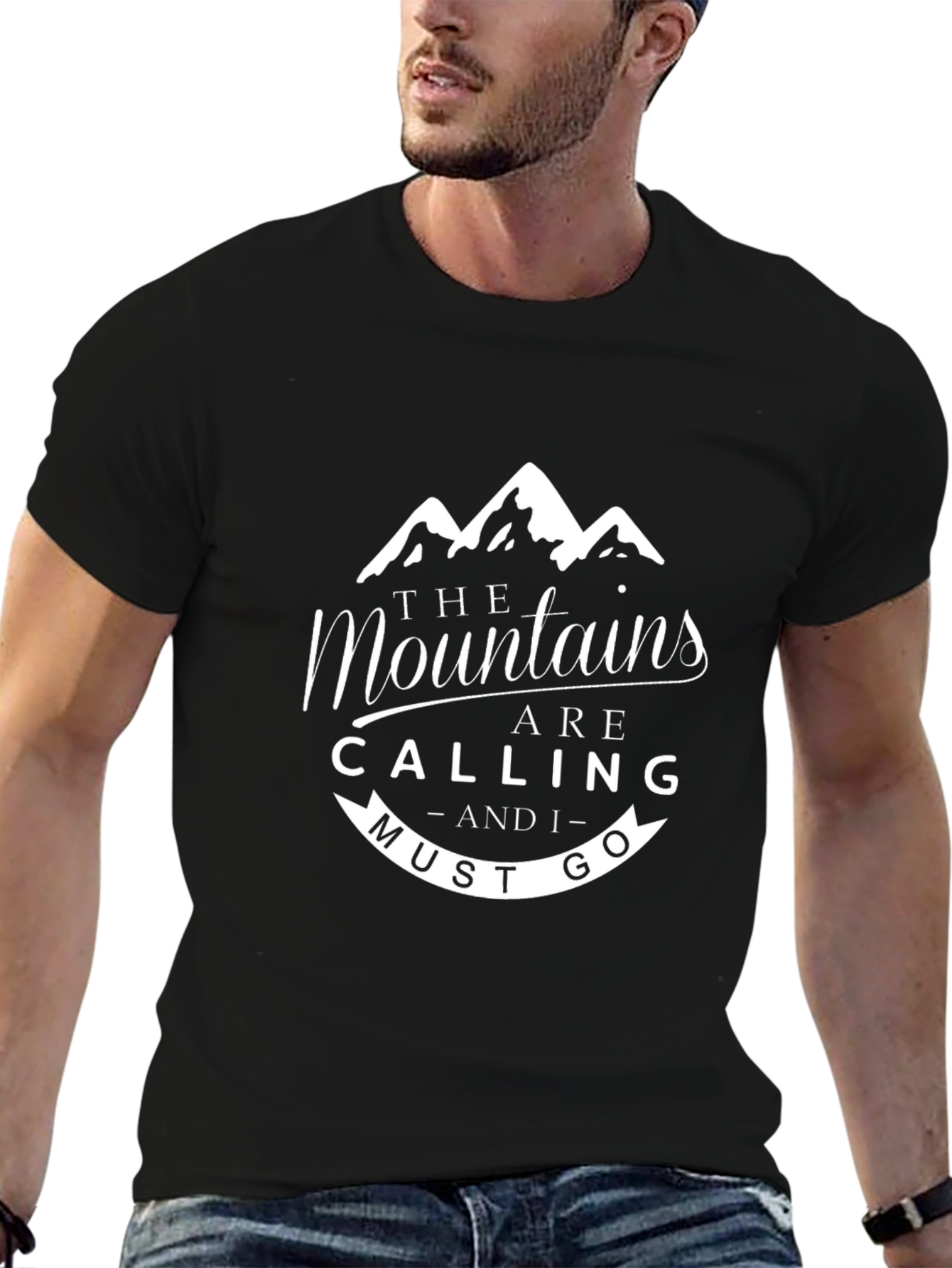 Mountains Are Calling Tee - Black Cotton T-Shirt
