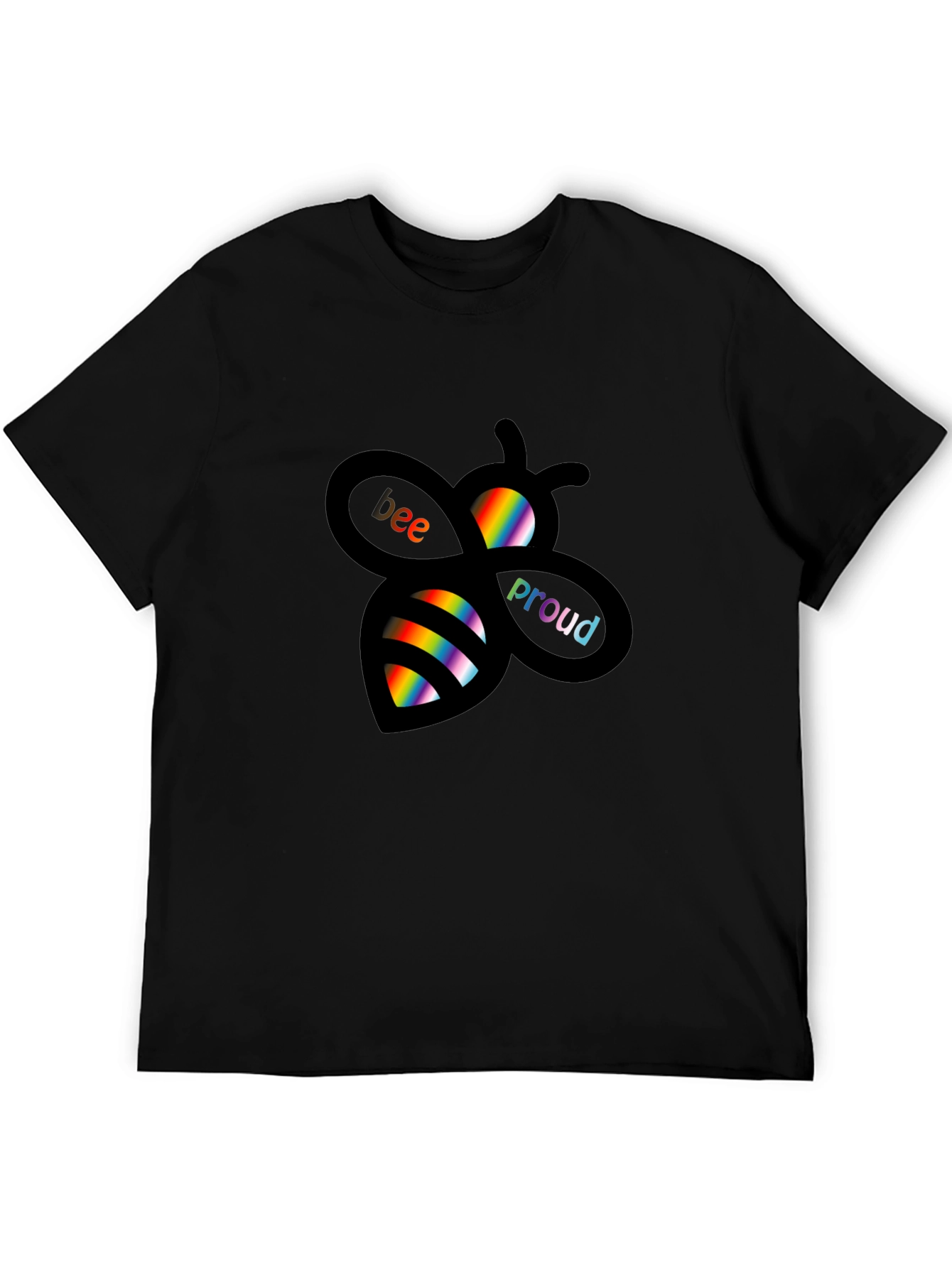 Bee Proud Rainbow Graphic Tee - Black
