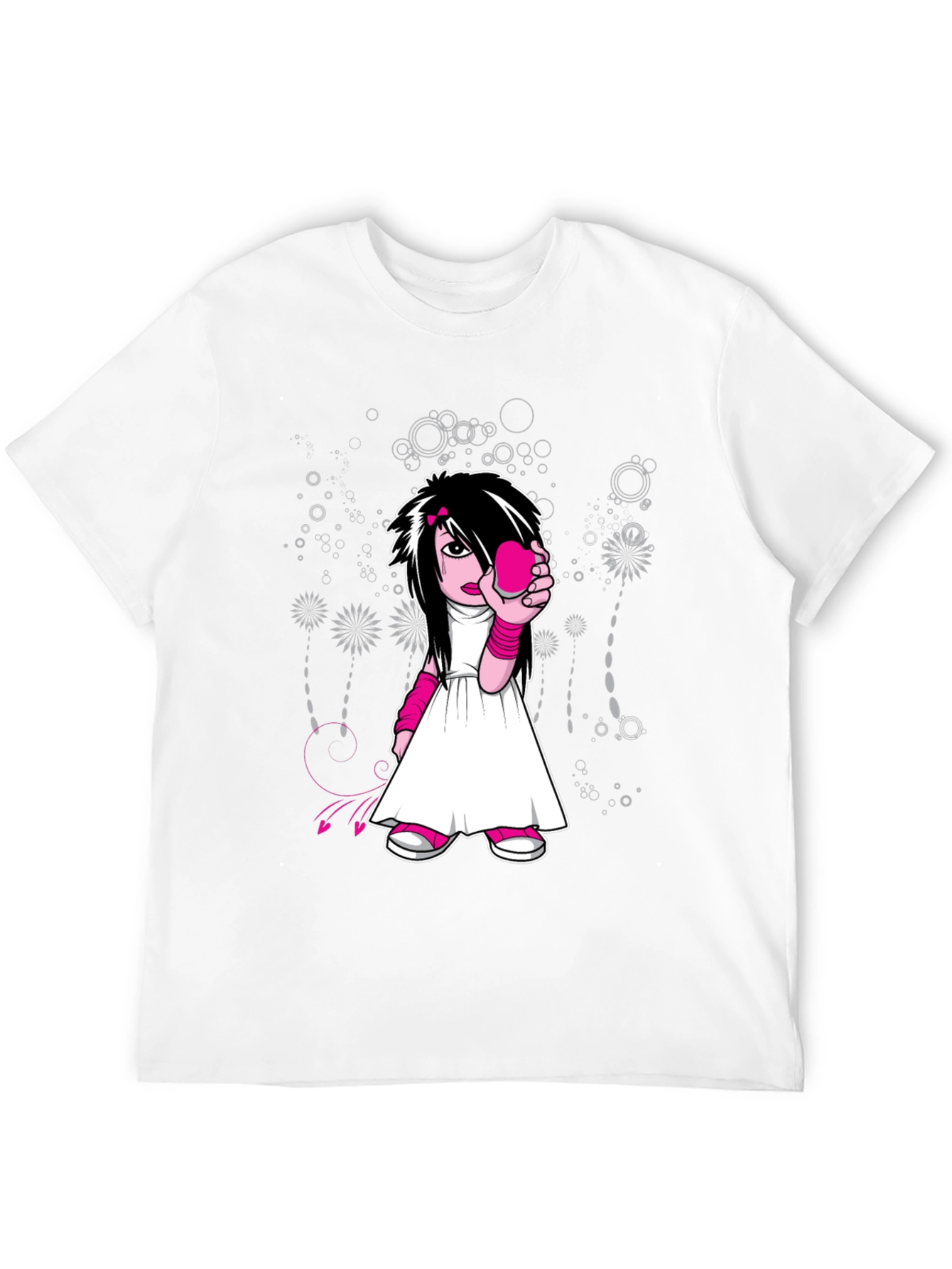 Emo Girl Graphic Print Black T-Shirt