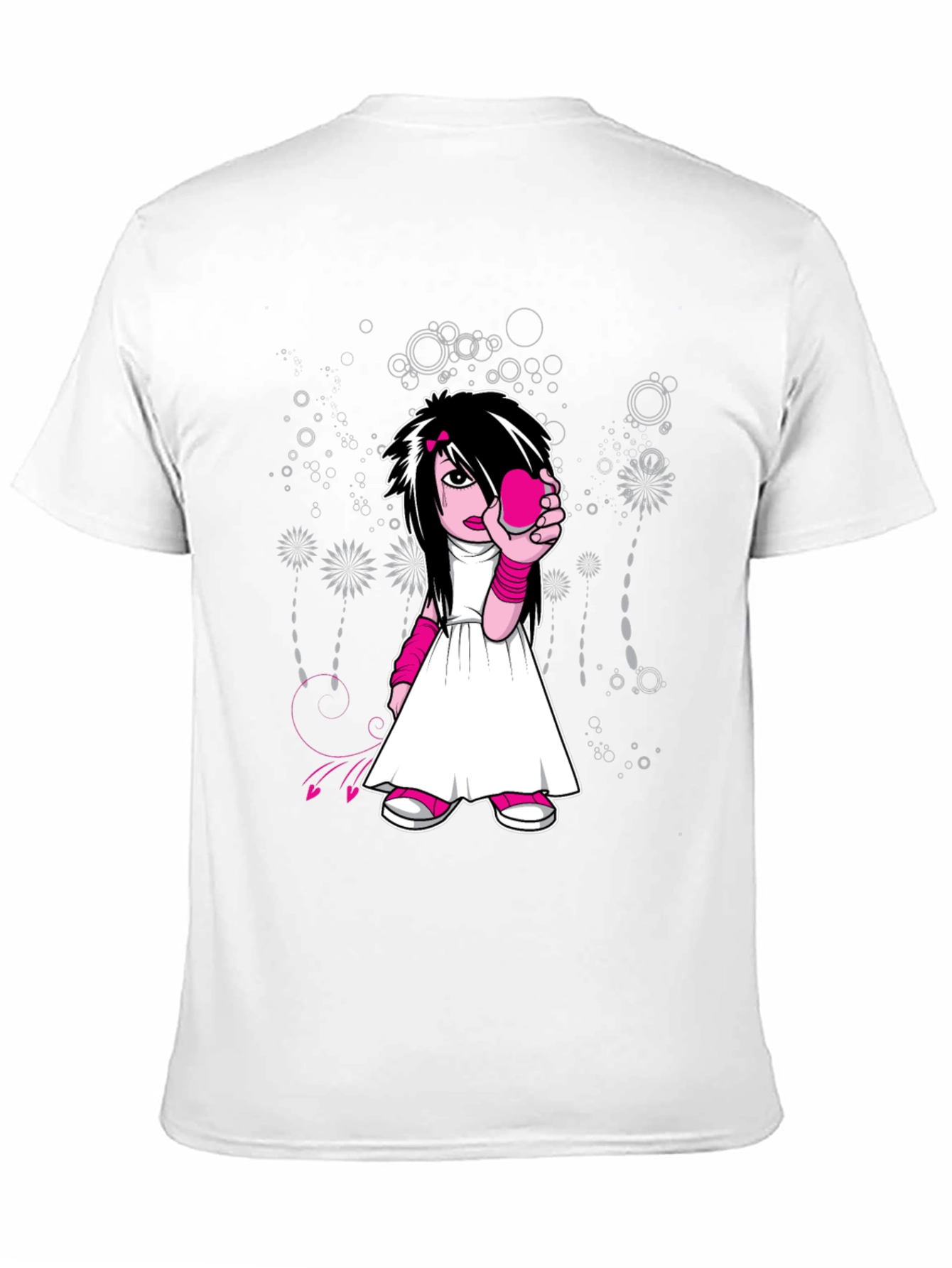 Emo Girl Graphic Print Black T-Shirt