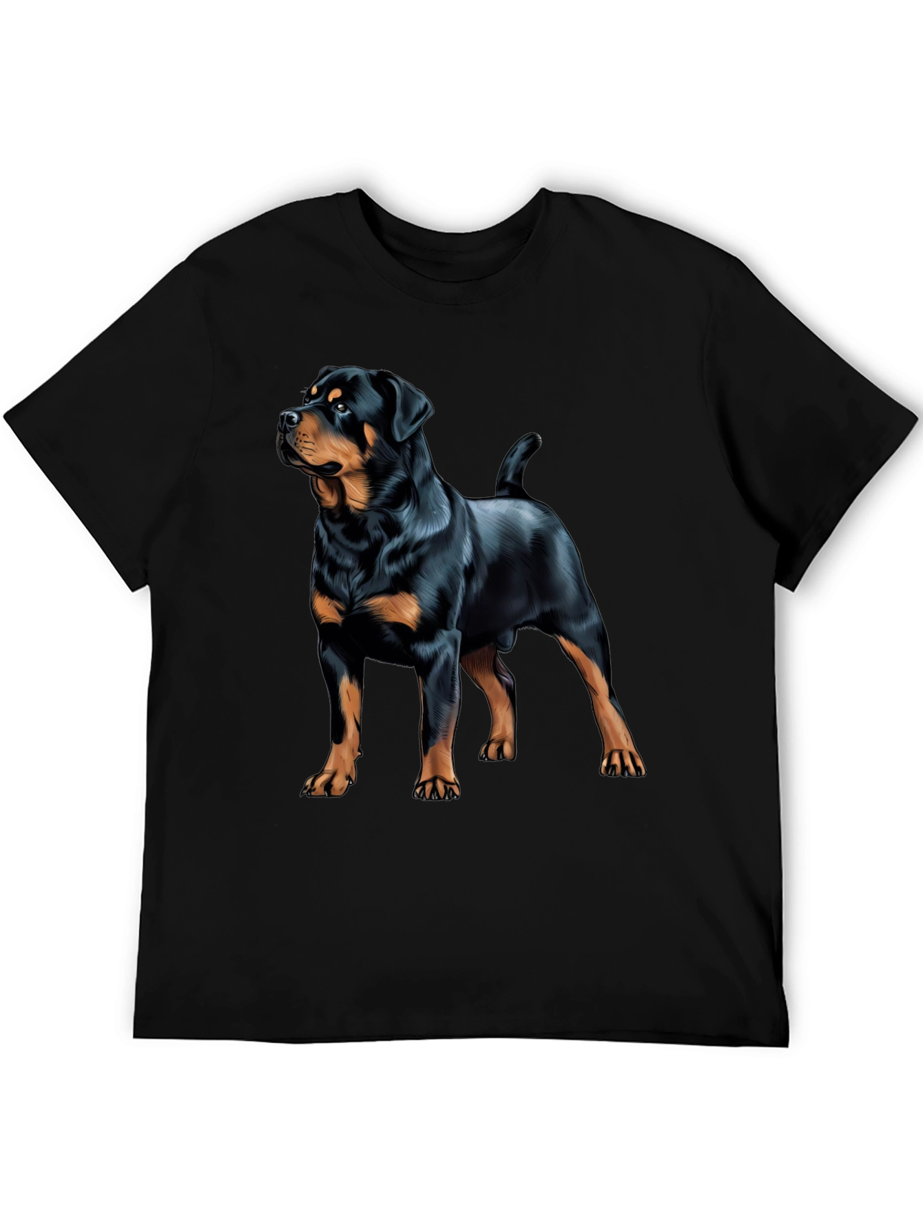 Rottweiler Dog Graphic Print Black T-Shirt