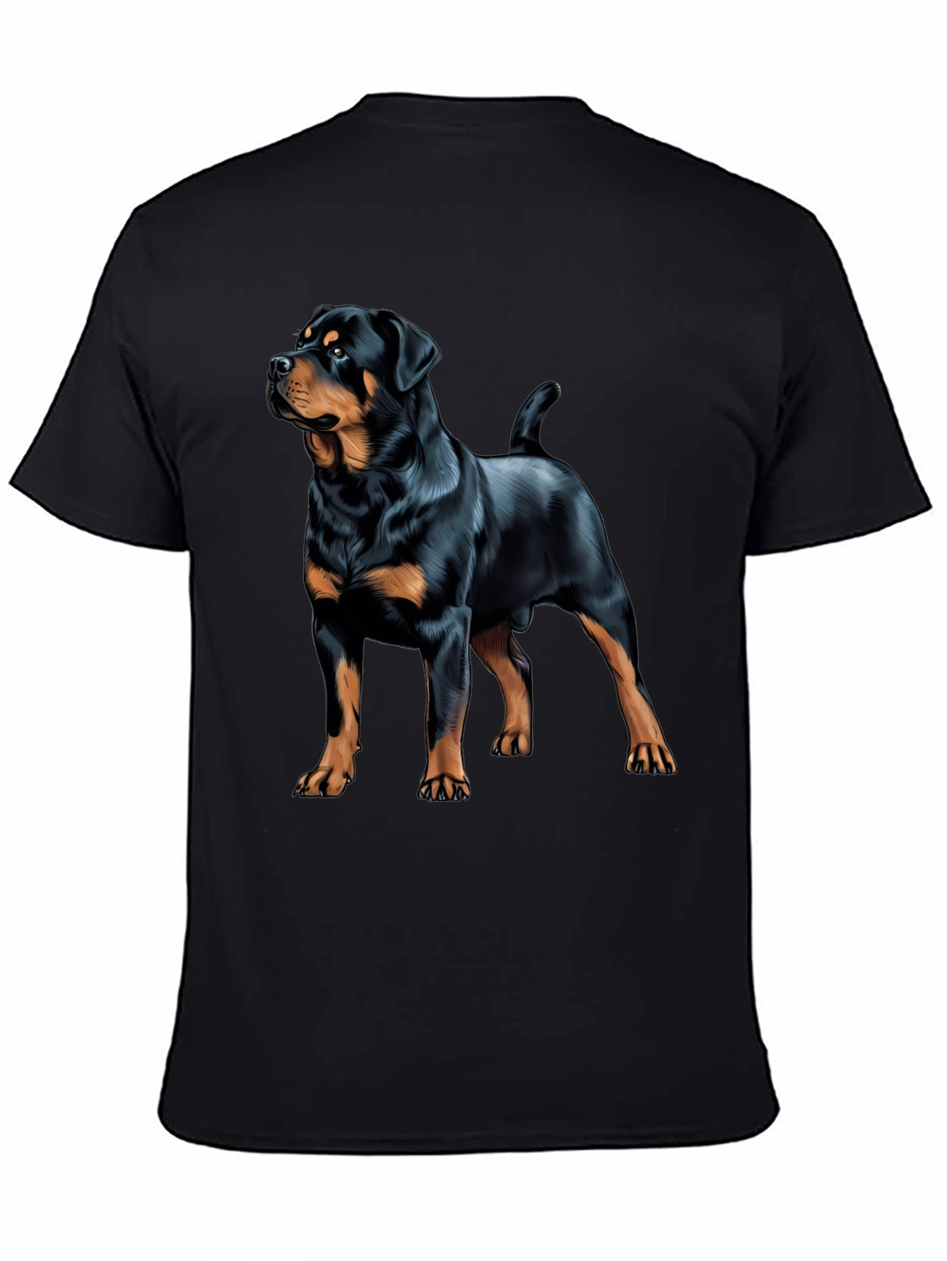 Rottweiler Dog Graphic Print Black T-Shirt