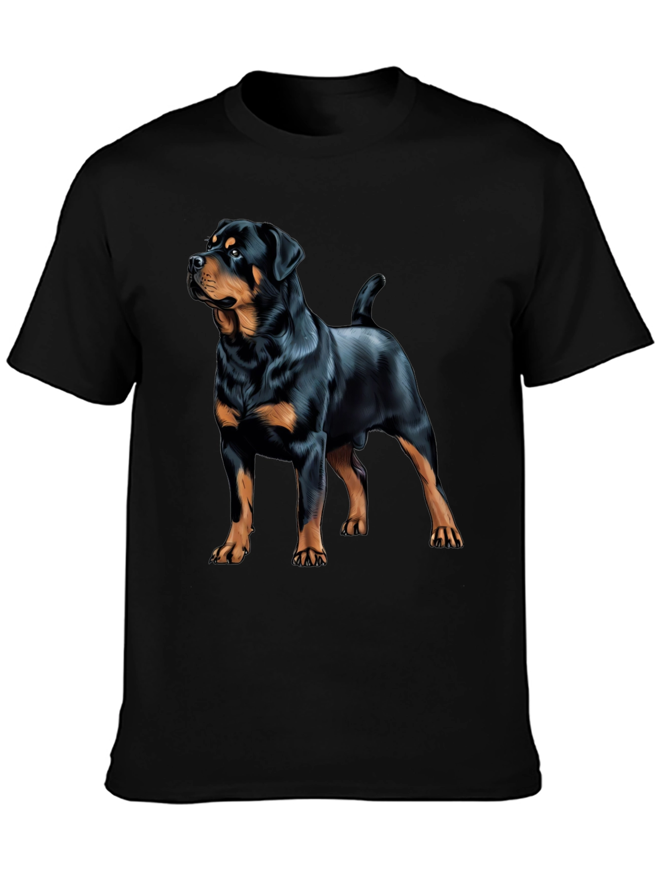 Rottweiler Dog Graphic Print Black T-Shirt