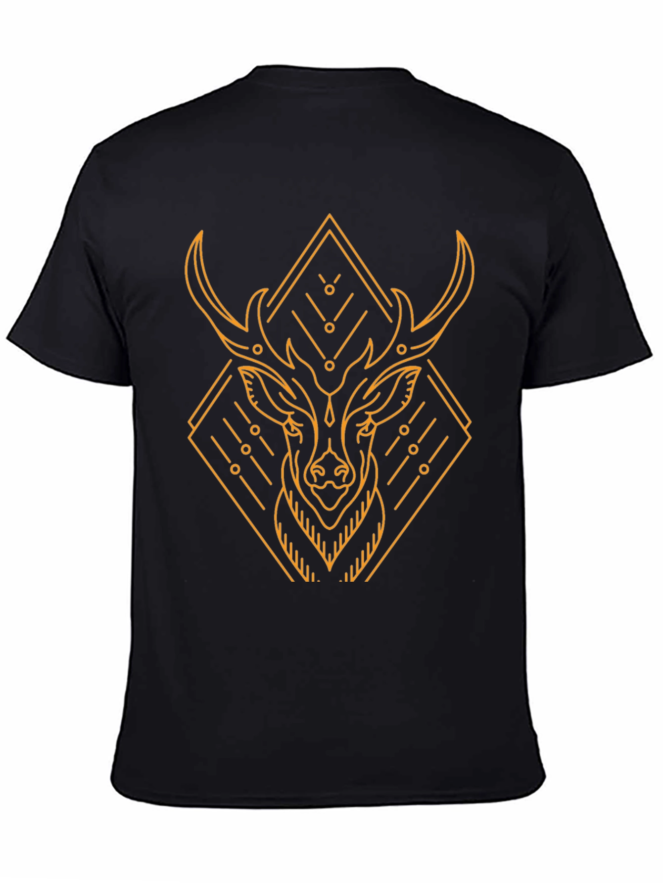 Geometric Deer Graphic Black T-Shirt