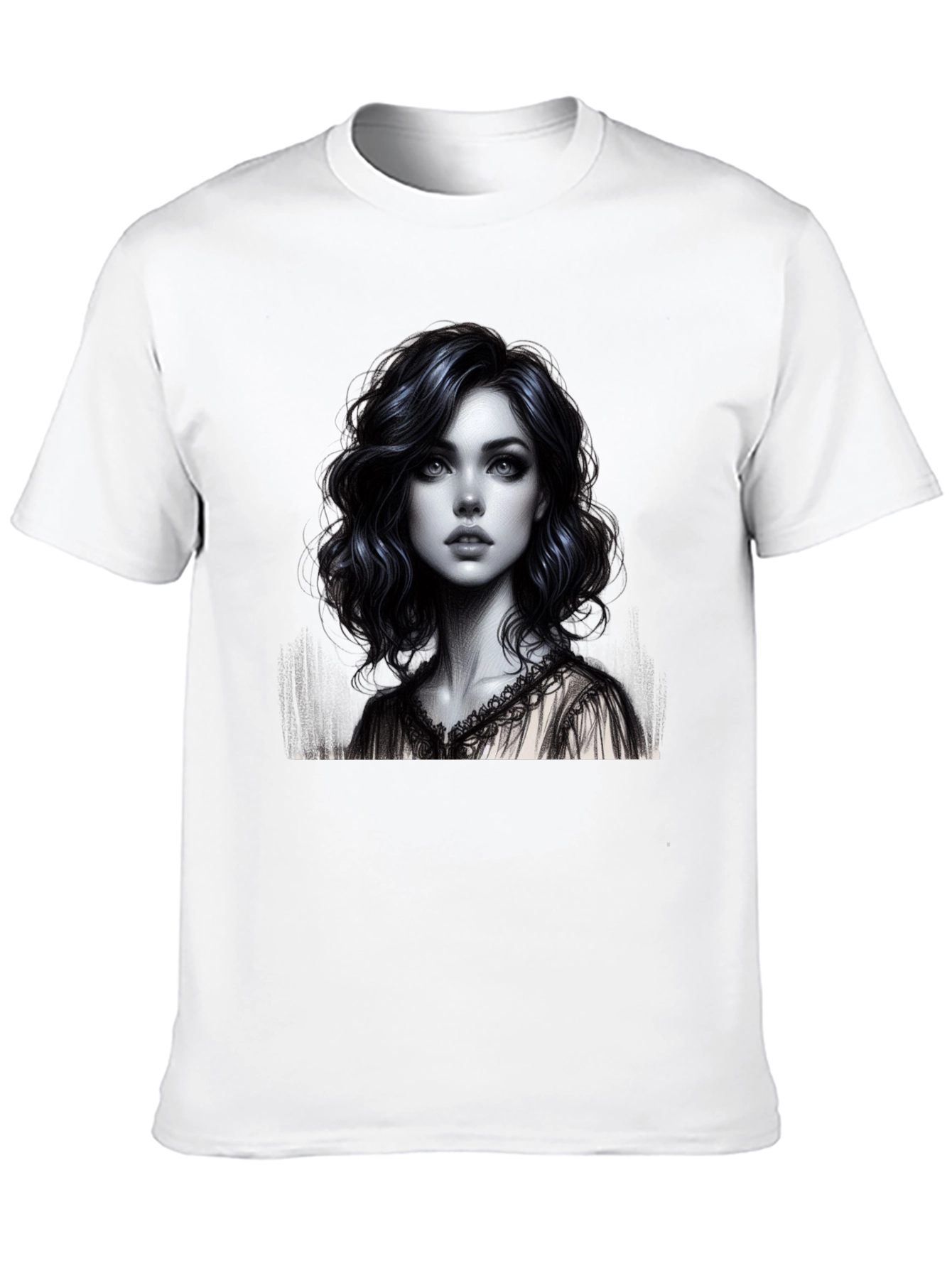 Artistic Woman Graphic Tee - Stylish Black Shirt