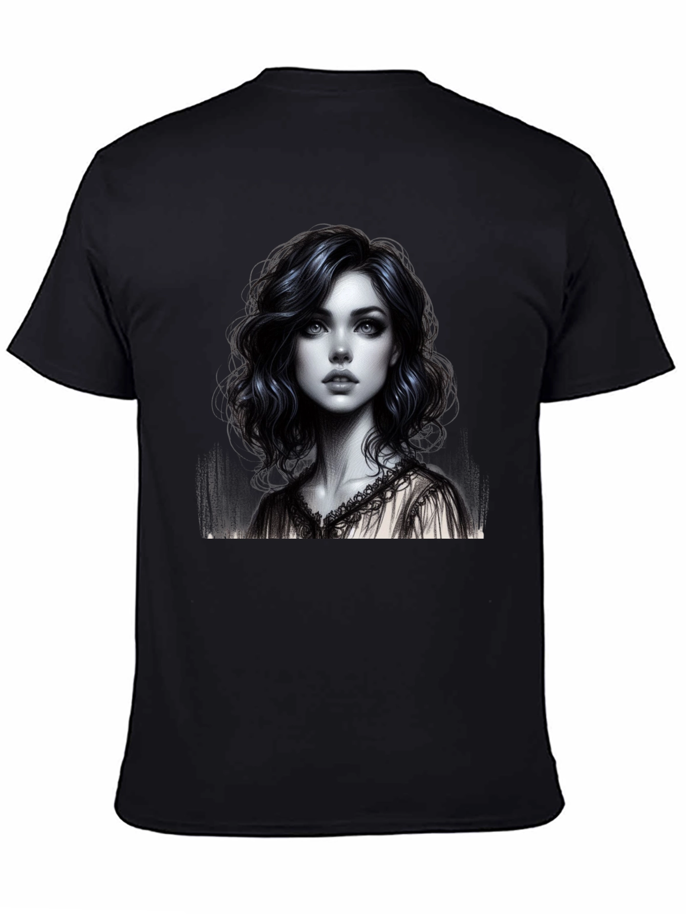 Artistic Woman Graphic Tee - Stylish Black Shirt