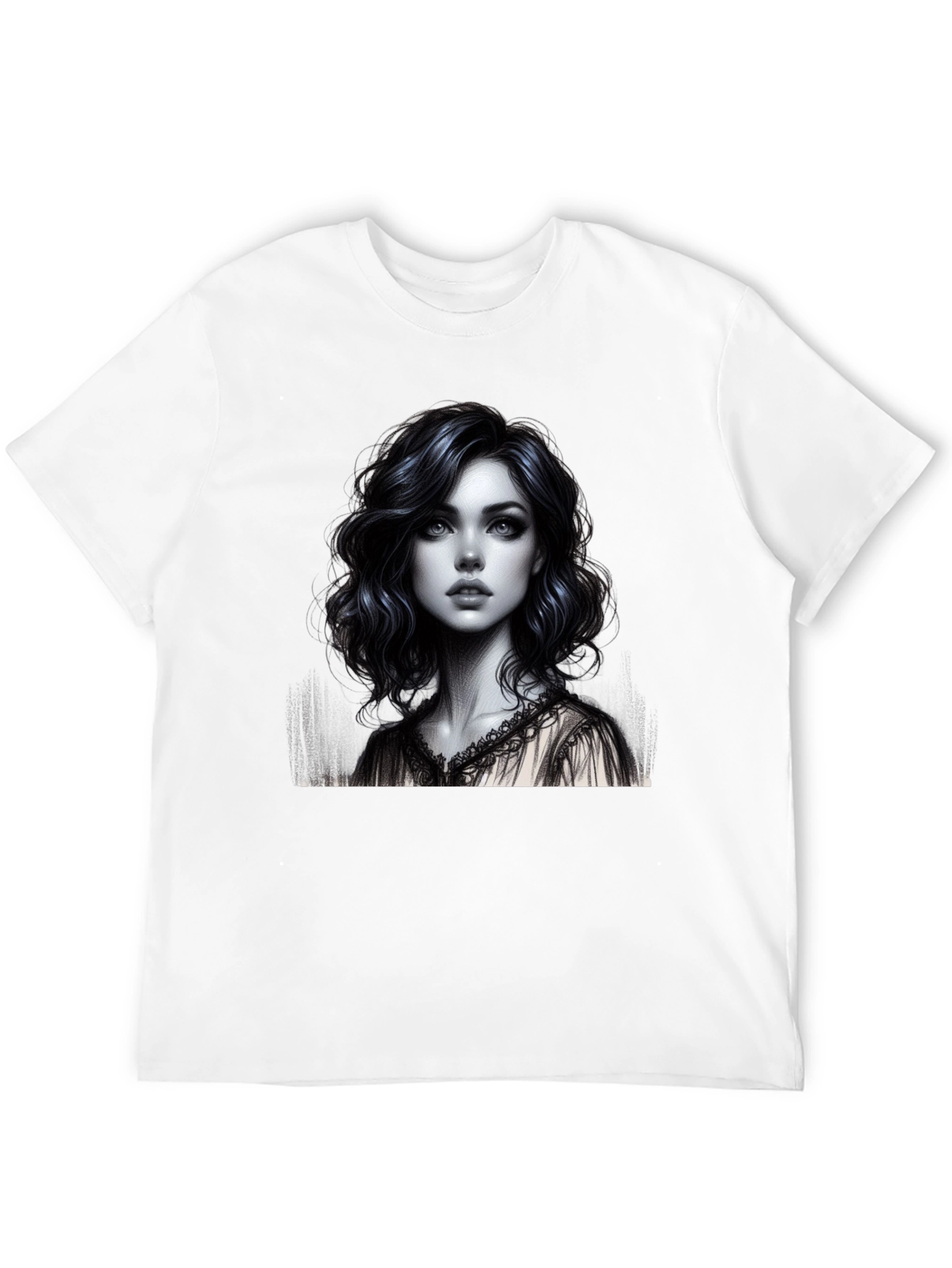 Artistic Woman Graphic Tee - Stylish Black Shirt