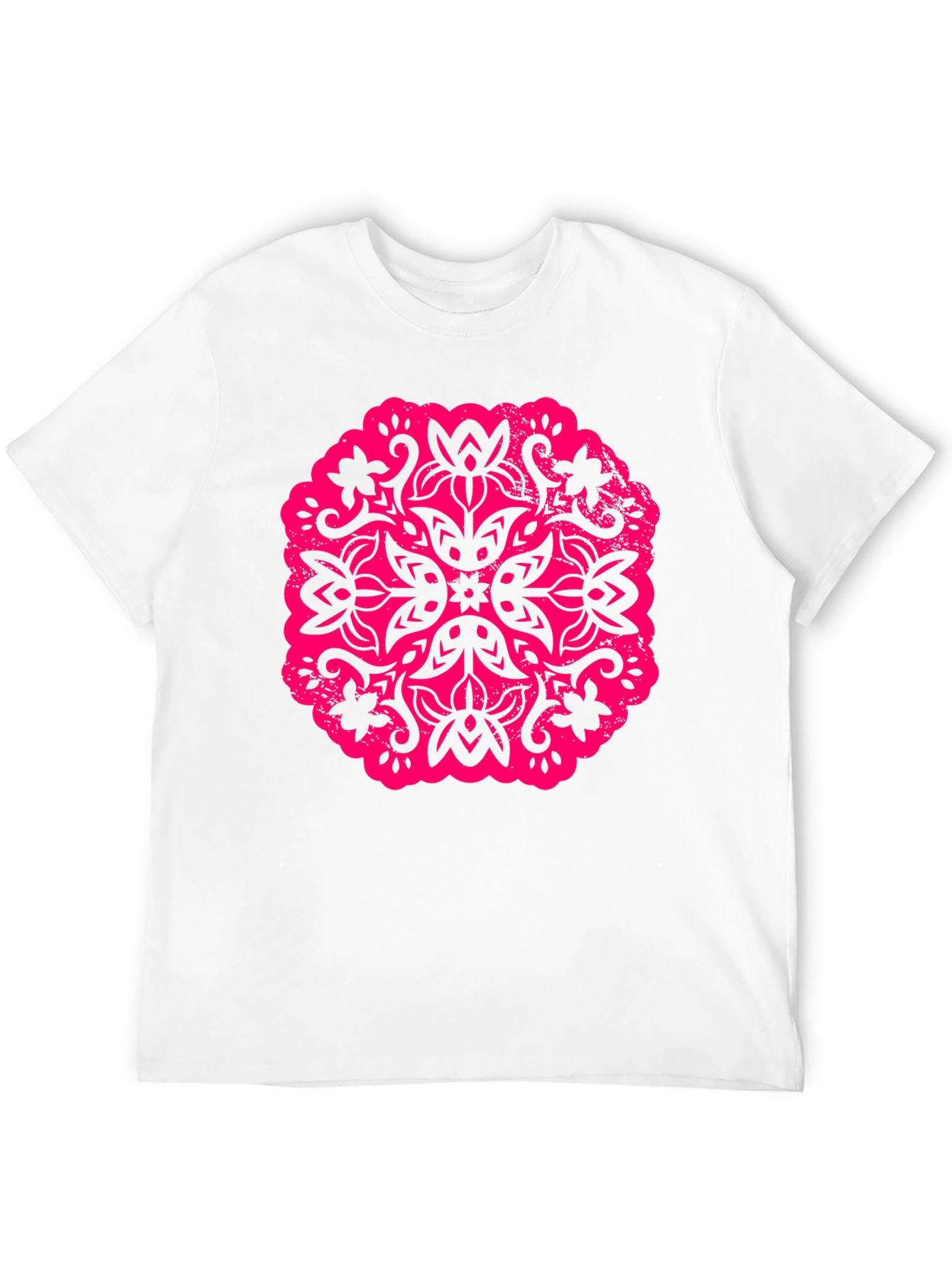 Black T-Shirt with Floral Mandala Graphic