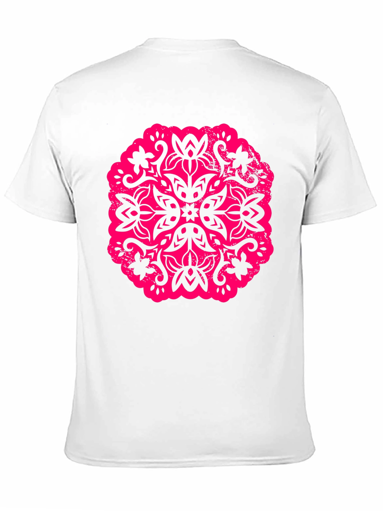 Black T-Shirt with Floral Mandala Graphic