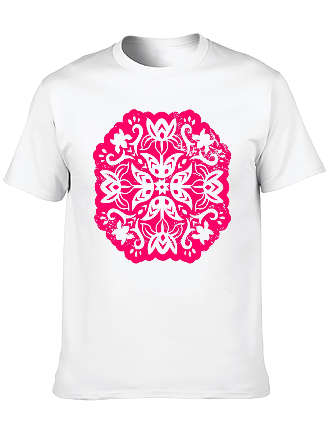 Black T-Shirt with Floral Mandala Graphic
